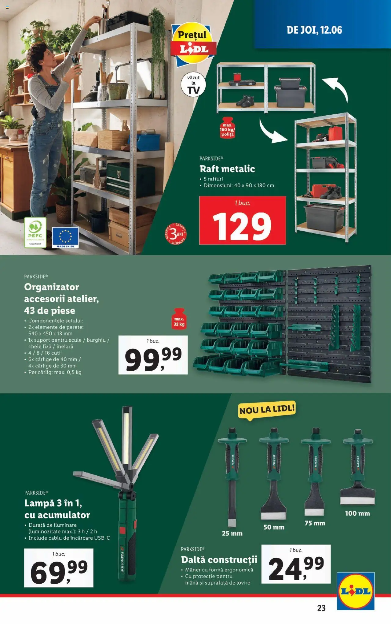 Catalog LIDL 9 - 14 Iunie 2025 | Pagina 23 | Produse: Cablu, Raft, Mâner, Lampă