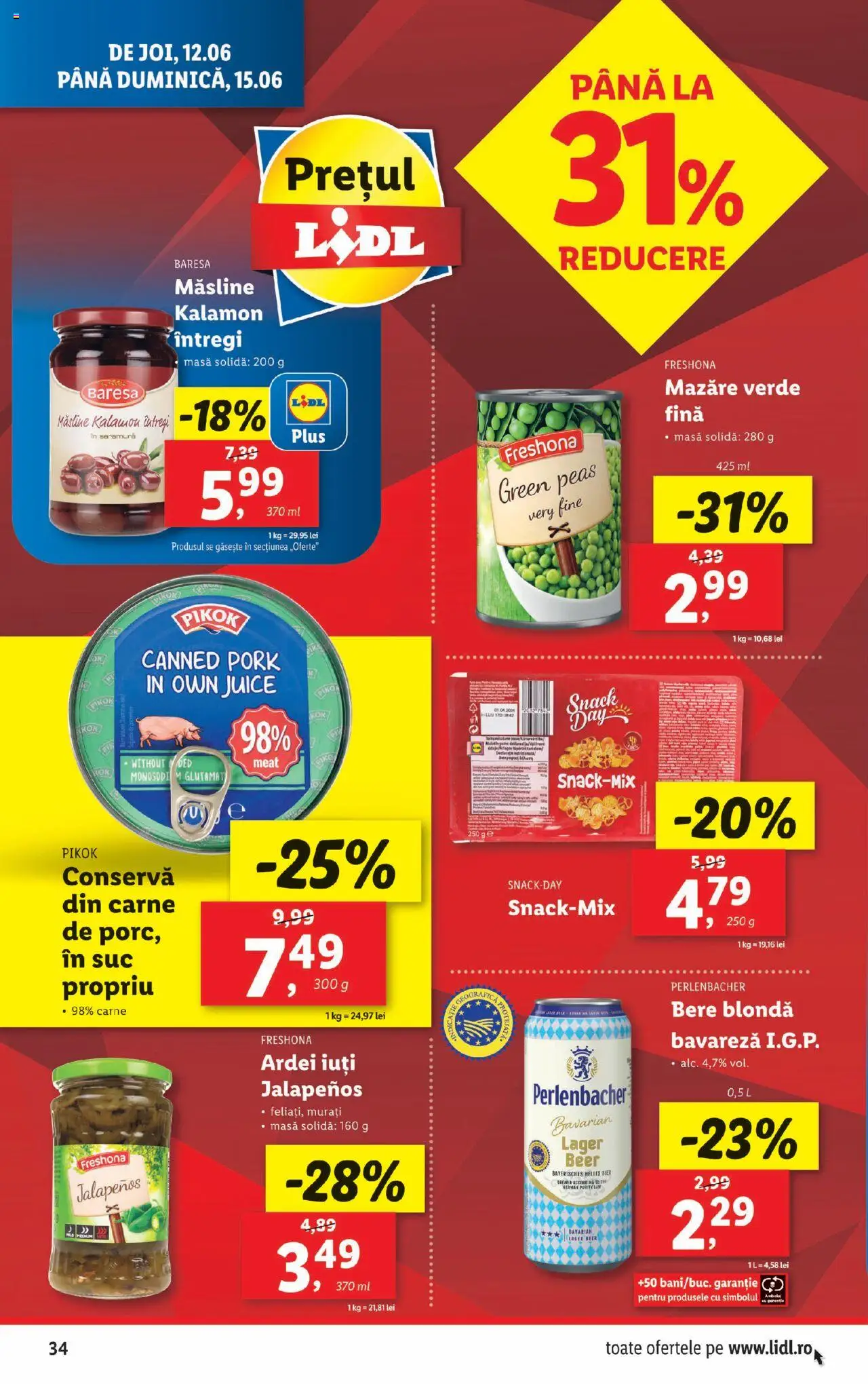 Catalog LIDL 9 - 14 Iunie 2025 | Pagina 34 | Produse: Masă, Măsline, Suc, Bere