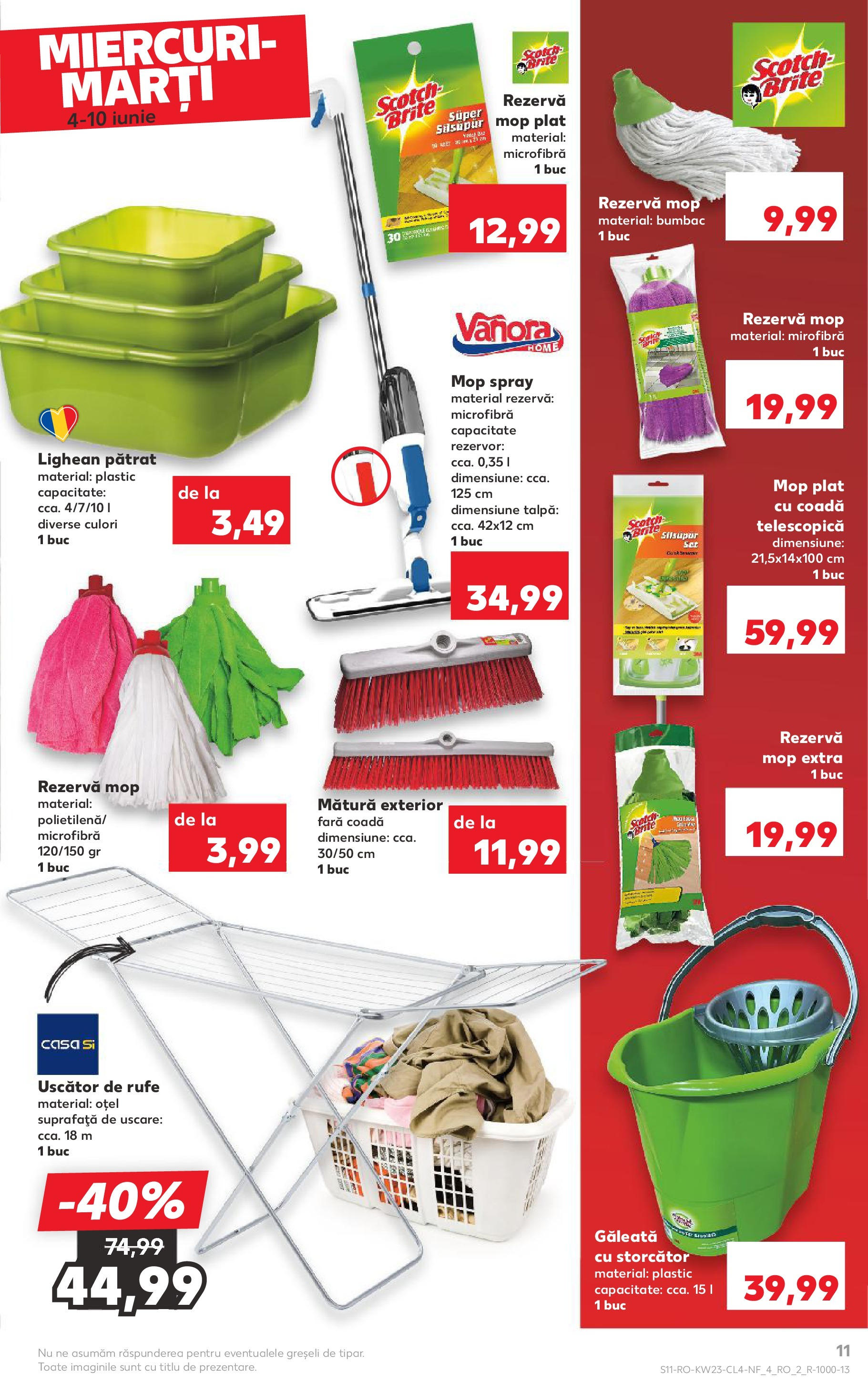 Catalog Kaufland 4 - 9 Iunie 2025 | Pagina 11 | Produse: Uscător, Storcător, Mop, Mătură
