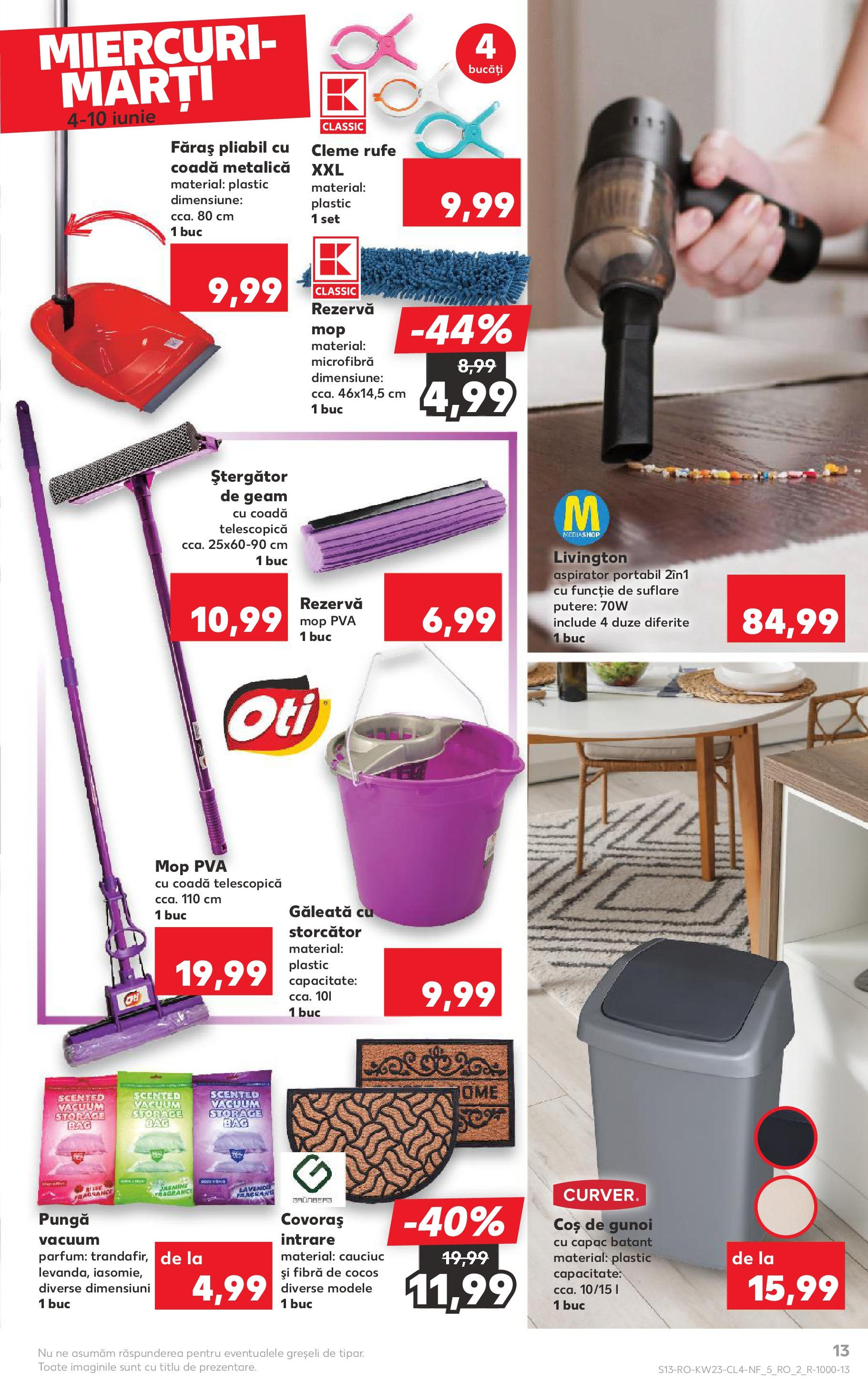 Catalog Kaufland 4 - 9 Iunie 2025 | Pagina 13 | Produse: Pungă, Aspirator, Storcător, Mop