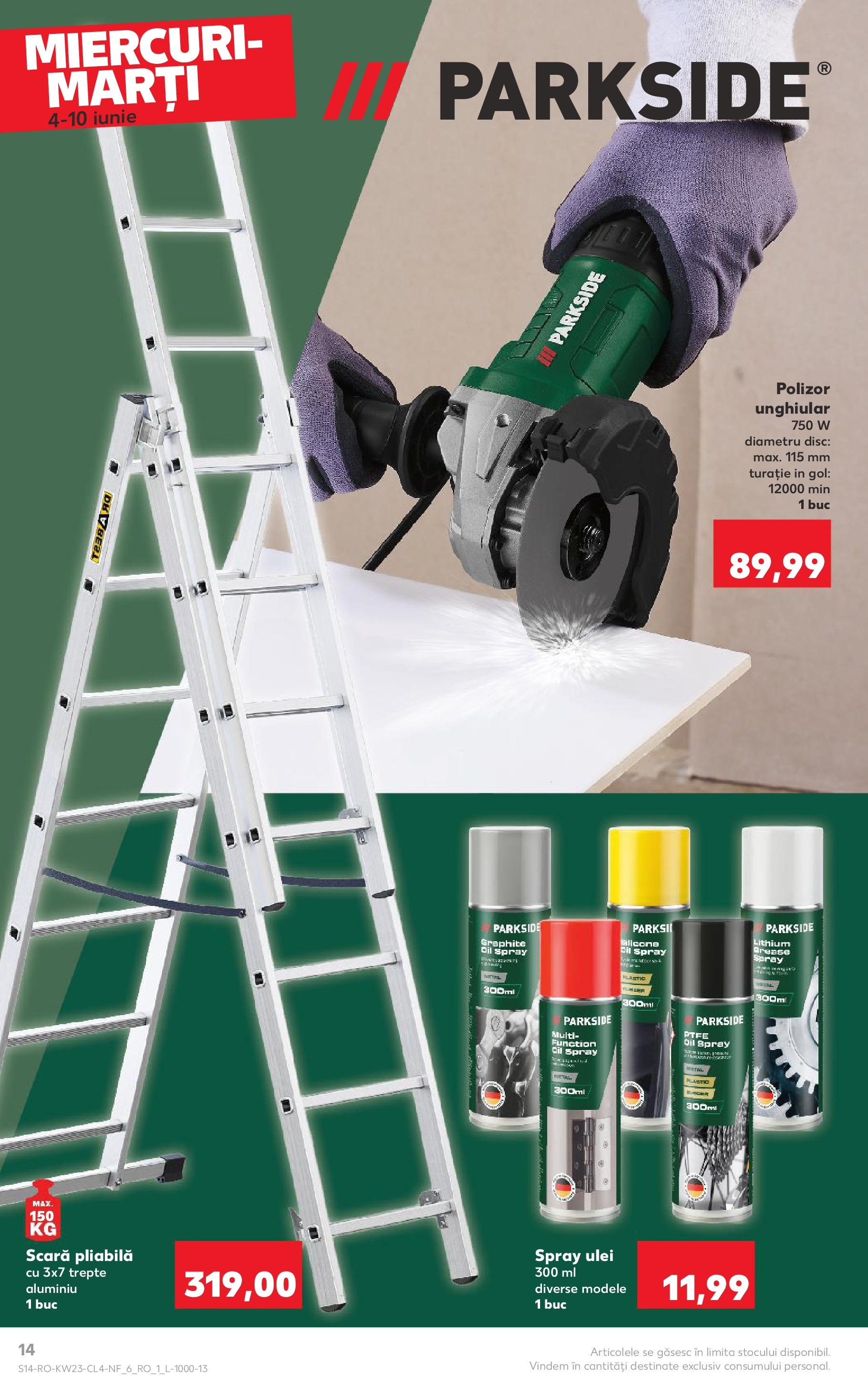 Catalog Kaufland 4 - 9 Iunie 2025 | Pagina 14 | Produse: Disc, Polizor, Scară, Ulei