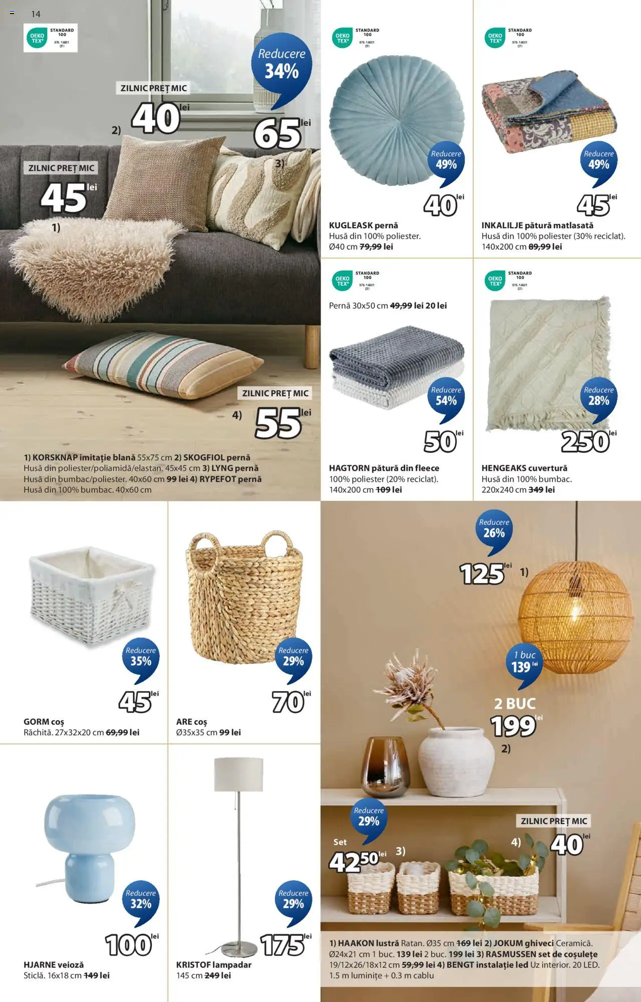 Catalog JYSK 5 Iunie - 3 Iulie 2025 | Pagina 14 | Produse: Pernă, Coș, Ghiveci, Veioză