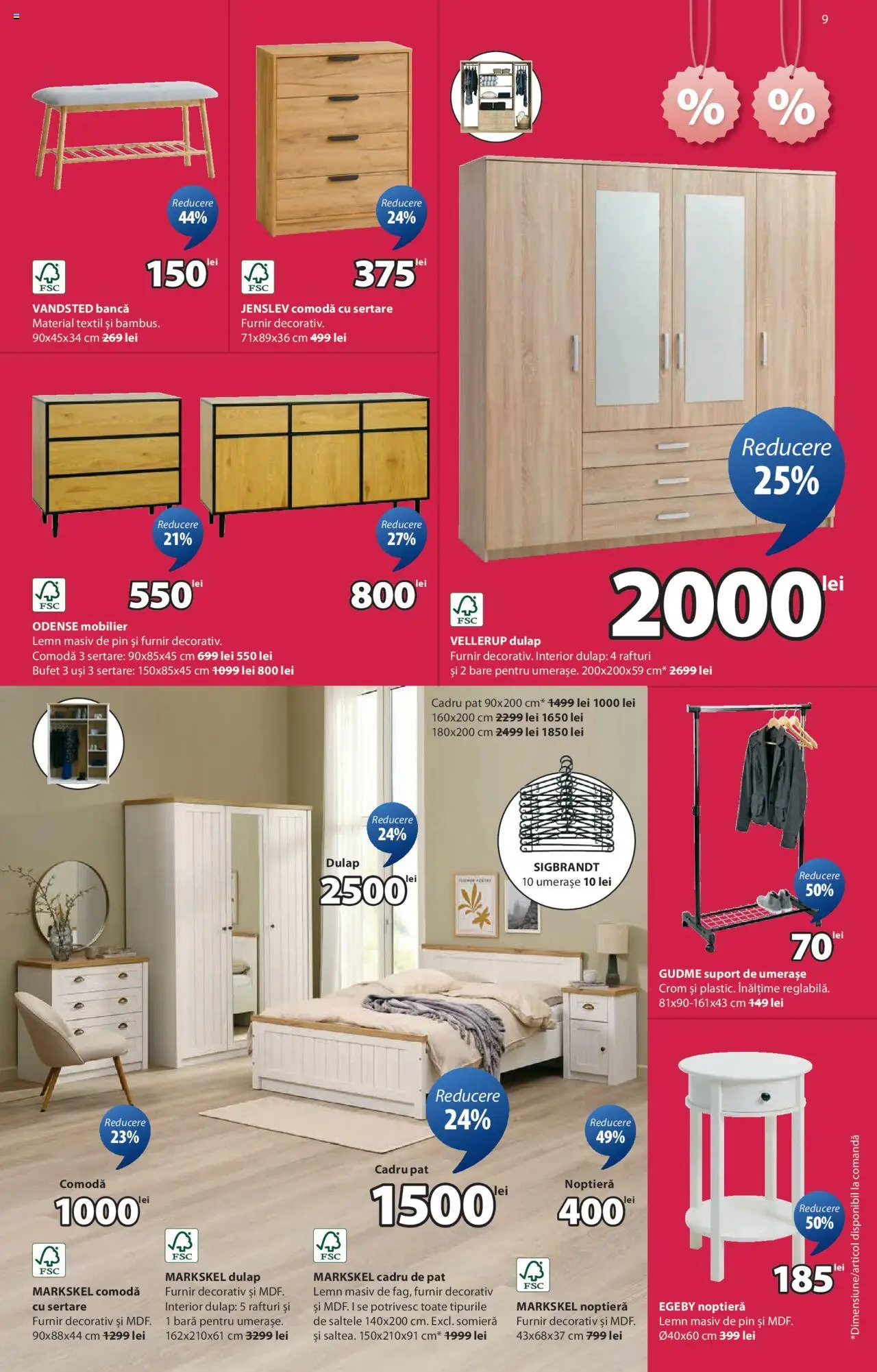 Catalog JYSK 5 Iunie - 3 Iulie 2025 | Pagina 9 | Produse: Pat, Noptieră, Bufet, Comodă
