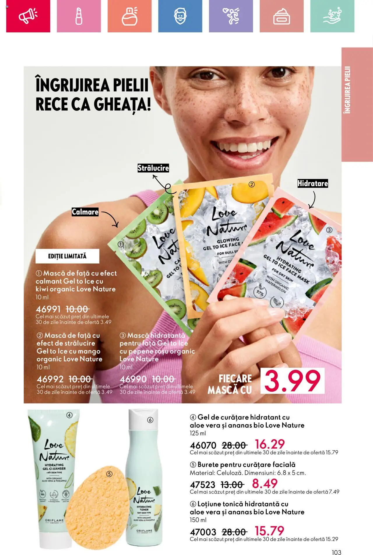 Catalog Oriflame 6 - 25 Iulie 2025 | Pagina 103 | Produse: Gel de curățare, Toner, Aloe vera, Mango