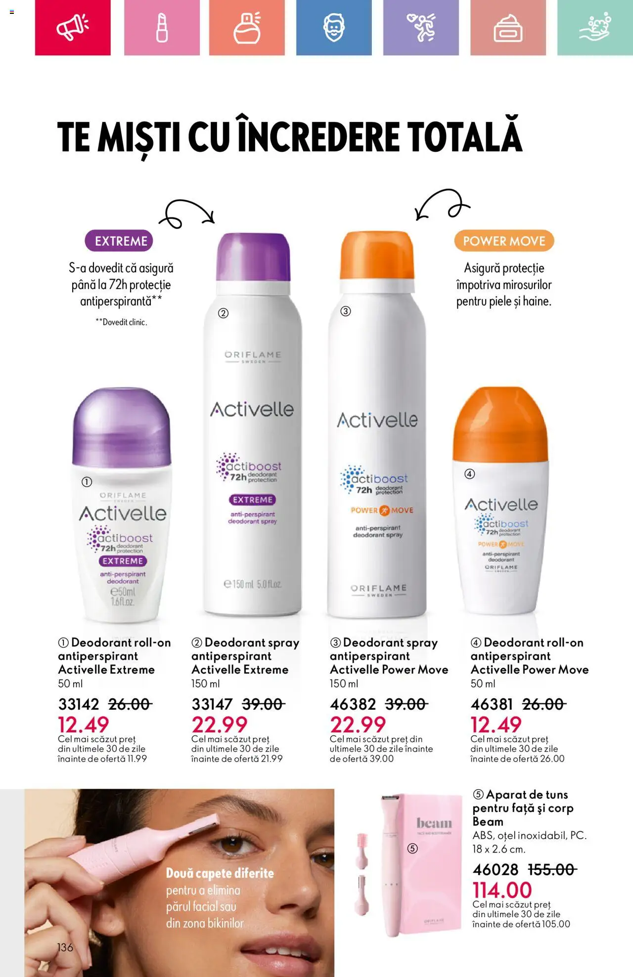 Catalog Oriflame 6 - 25 Iulie 2025 | Pagina 136 | Produse: Deodorant, Antiperspirant