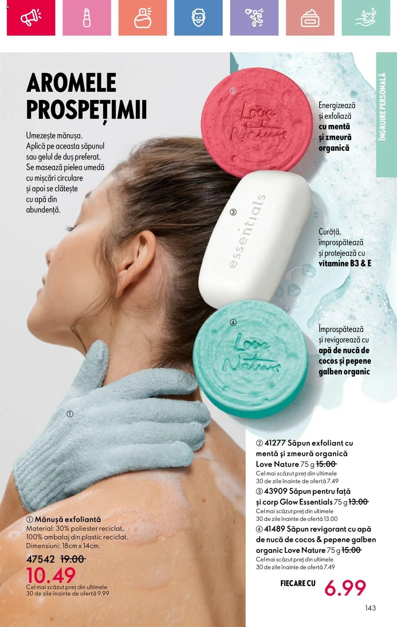 Catalog Oriflame 6 - 25 Iulie 2025 | Pagina 143 | Produse: Pepene Galben, Zmeură, Exfoliant, Săpun