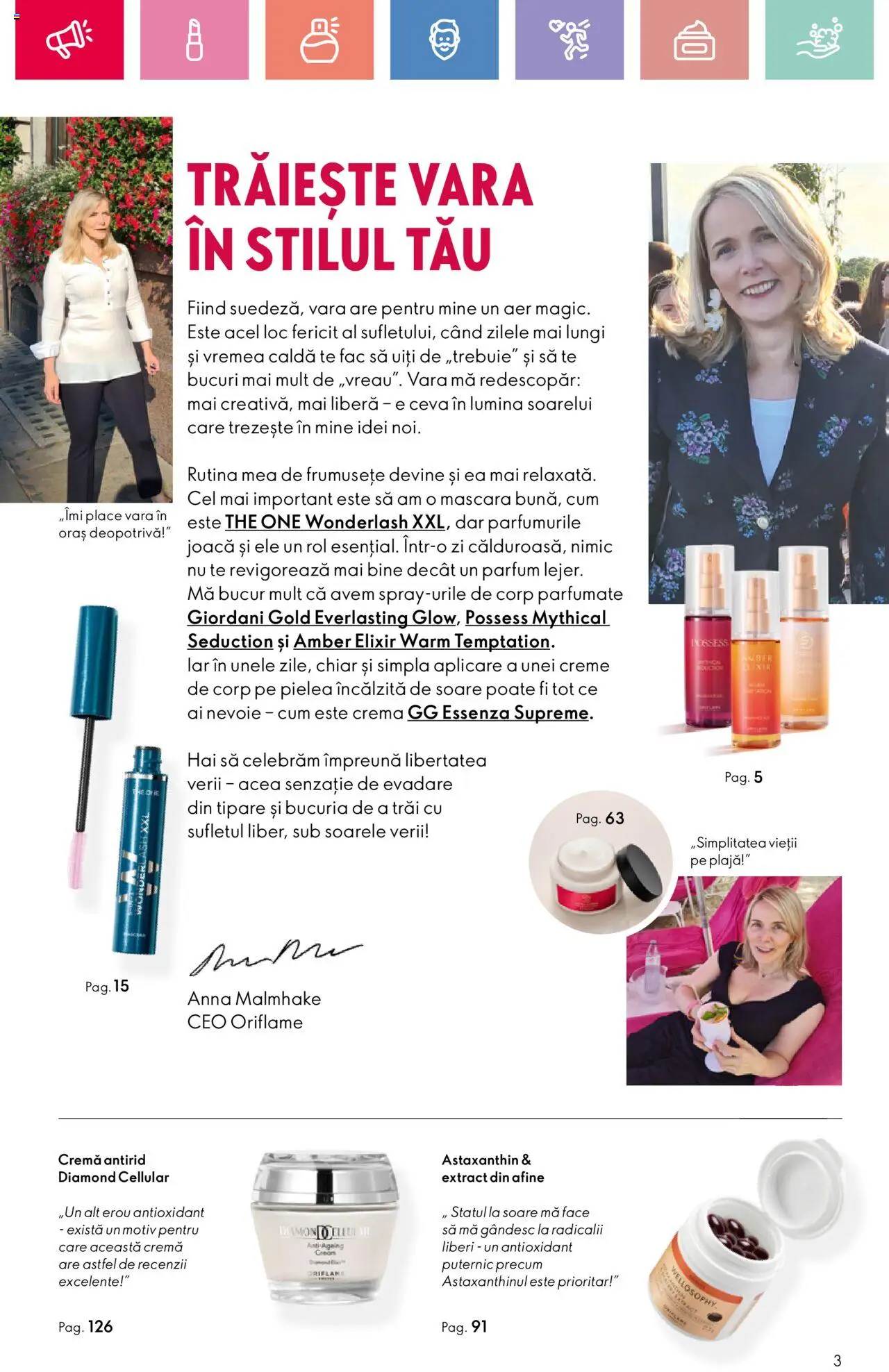 Catalog Oriflame 6 - 25 Iulie 2025 | Pagina 3 | Produse: Tavuk suyu, Afine, Parfum, Cremă