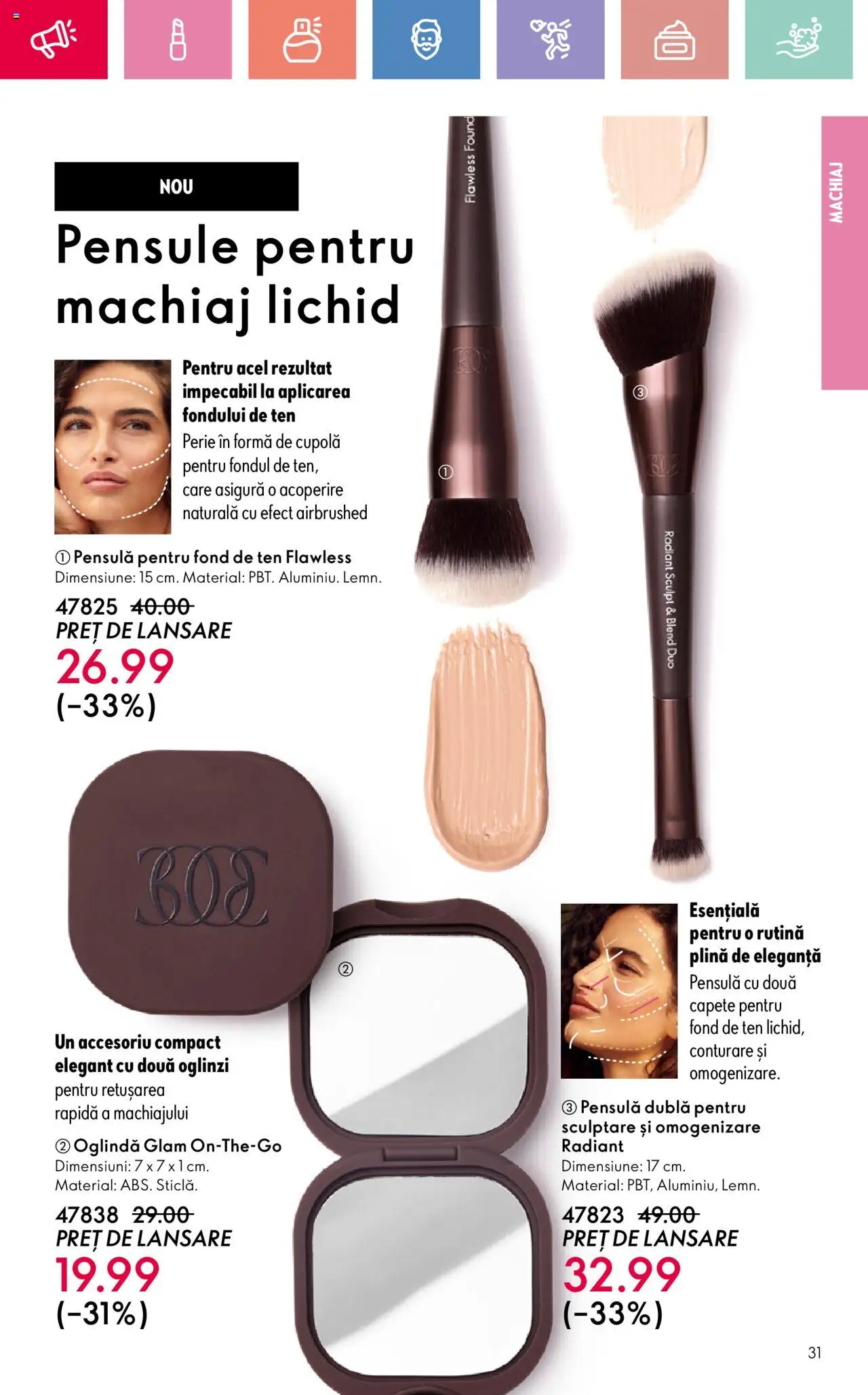 Catalog Oriflame 6 - 25 Iulie 2025 | Pagina 31 | Produse: Fond de ten, Oglindă, Machiaj, Perie