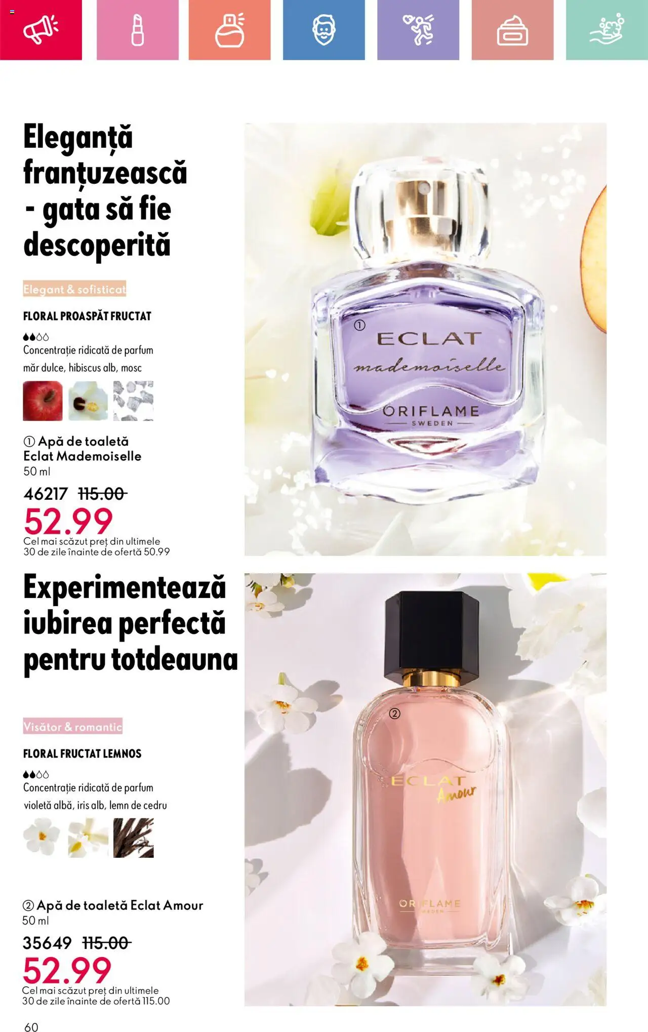 Catalog Oriflame 6 - 25 Iulie 2025 | Pagina 60 | Produse: Toaletă, Parfum, Apă de toaletă, Apă