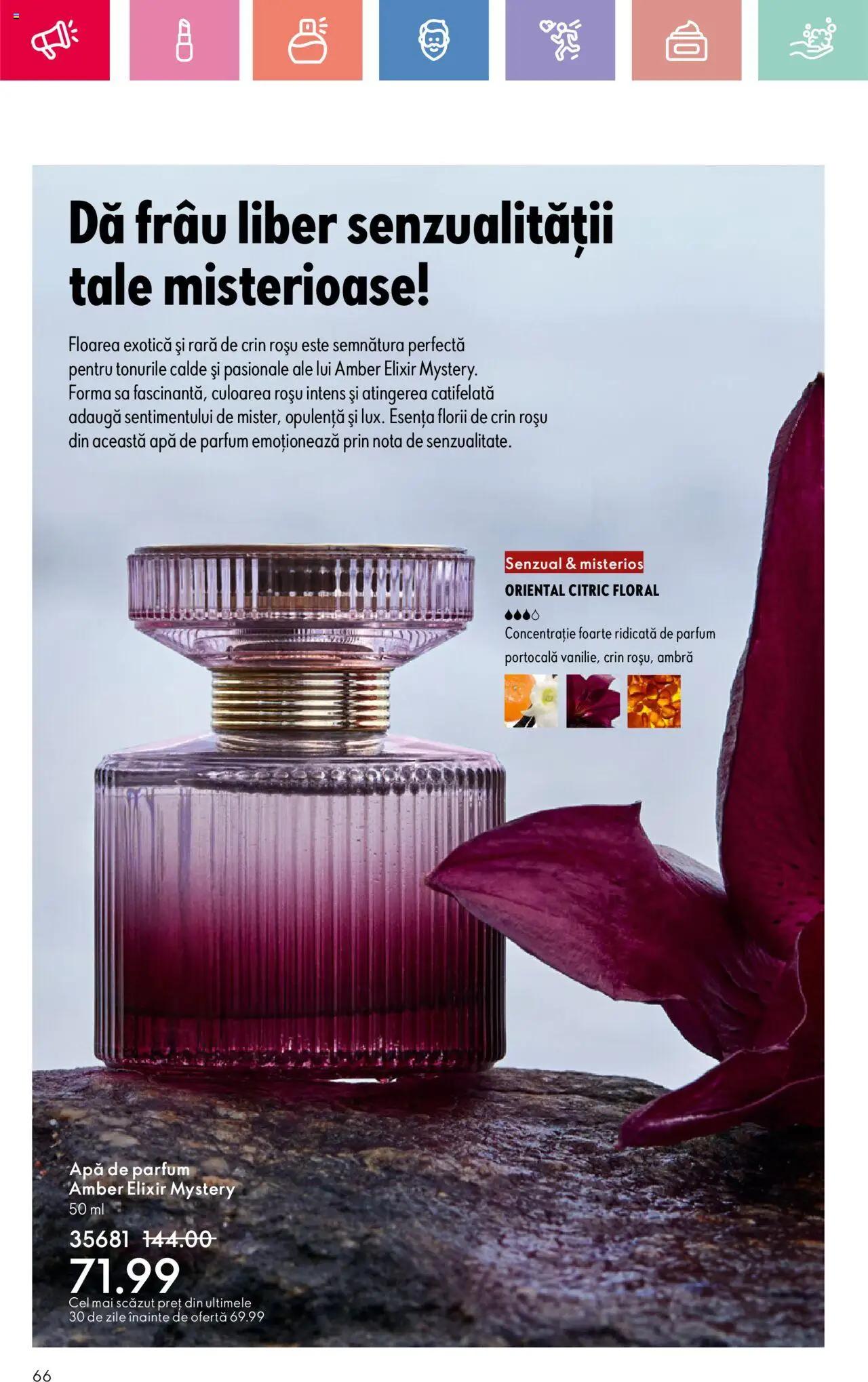 Catalog Oriflame 6 - 25 Iulie 2025 | Pagina 66 | Produse: Apă de parfum, Elixir, Parfum, Apă