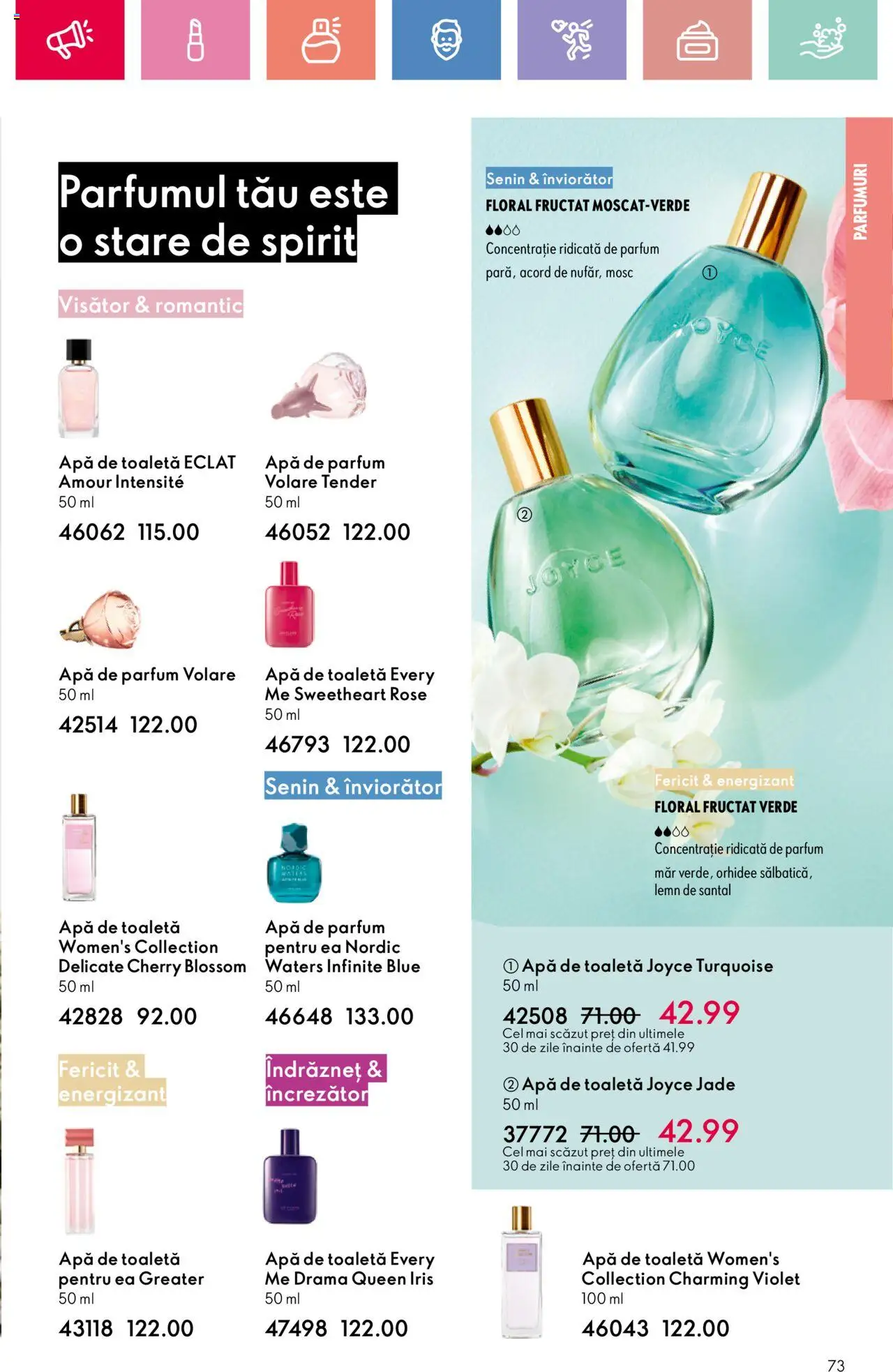Catalog Oriflame 6 - 25 Iulie 2025 | Pagina 73 | Produse: Apă de parfum, Toaletă, Parfum, Apă de toaletă