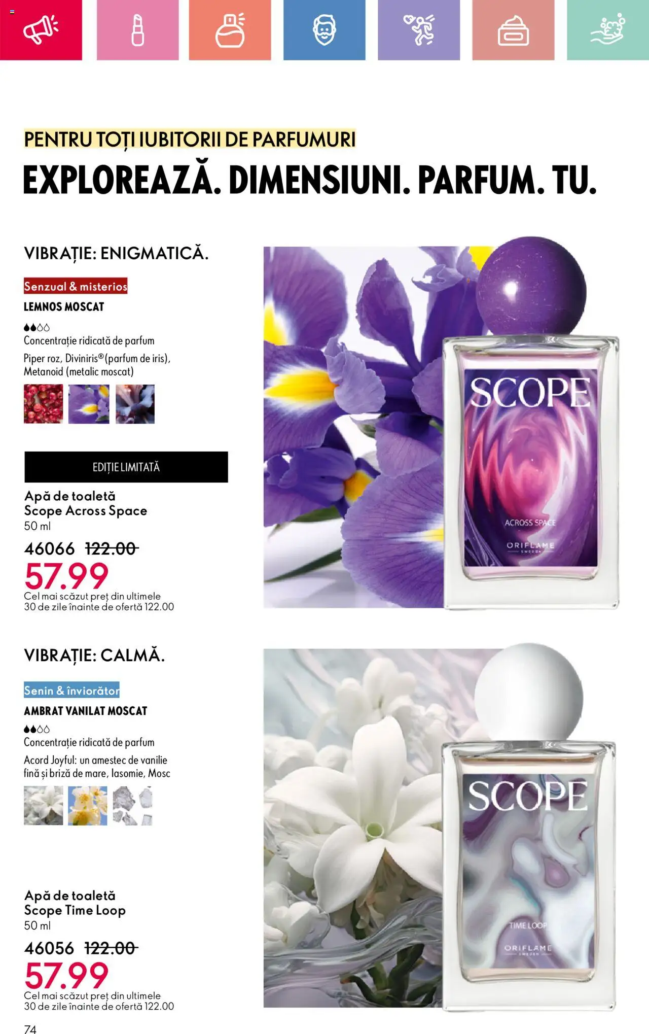 Catalog Oriflame 6 - 25 Iulie 2025 | Pagina 74 | Produse: Toaletă, Parfum, Apă, Piper