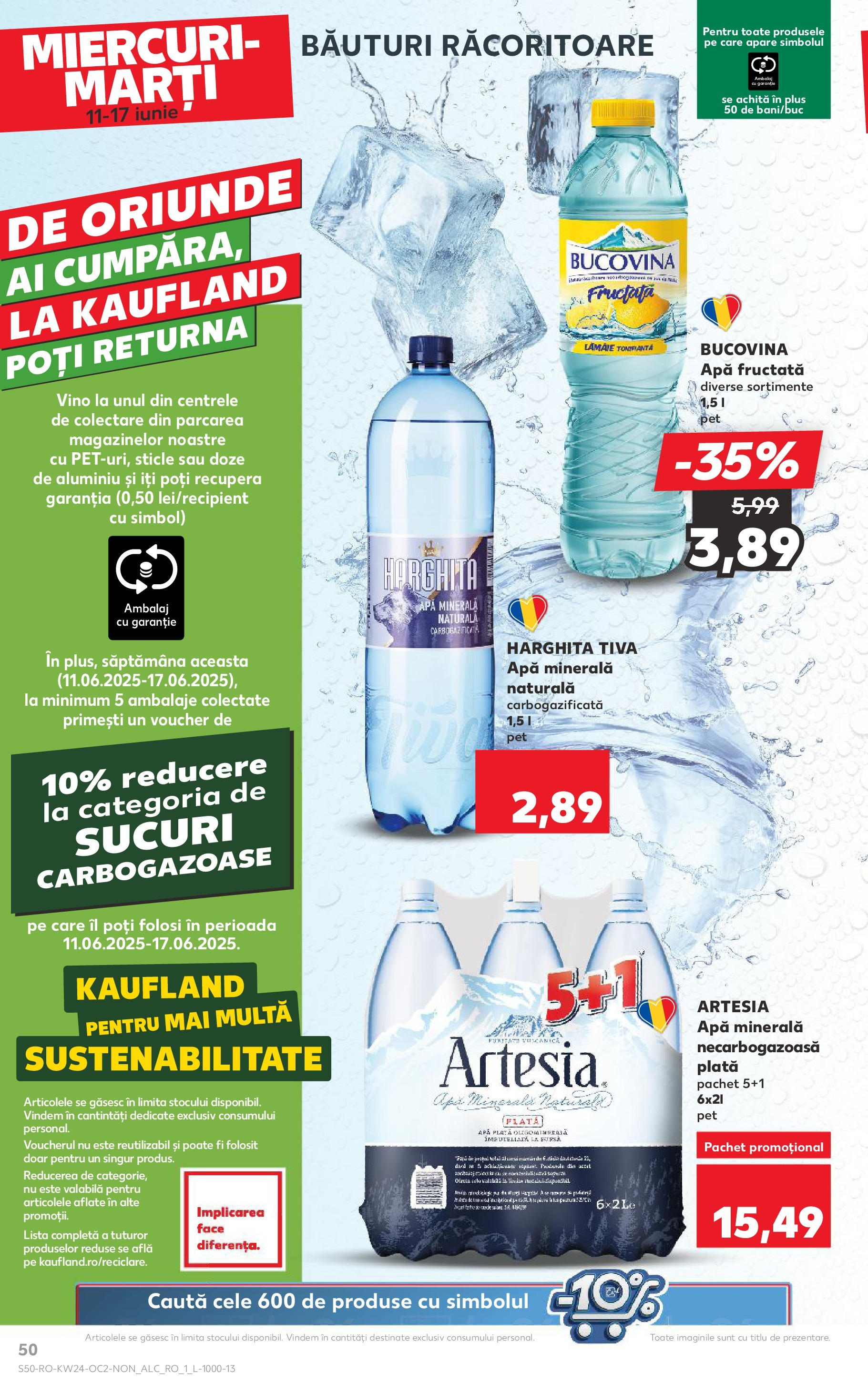 Catalog Kaufland 11 - 16 Iunie 2025 | Pagina 50 | Produse: Yazı tahtası kalemi, Șapă, Apă