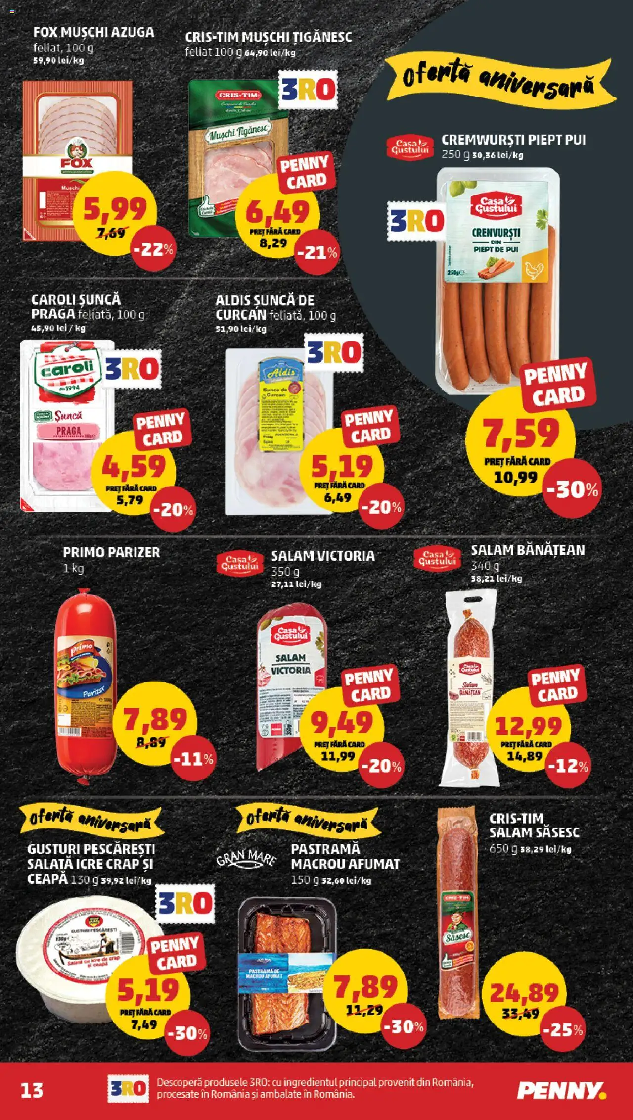 Catalog PENNY Market 11 - 16 Iunie 2025 | Pagina 13 | Produse: Crenvurști, Salam, Șuncă, Parizer