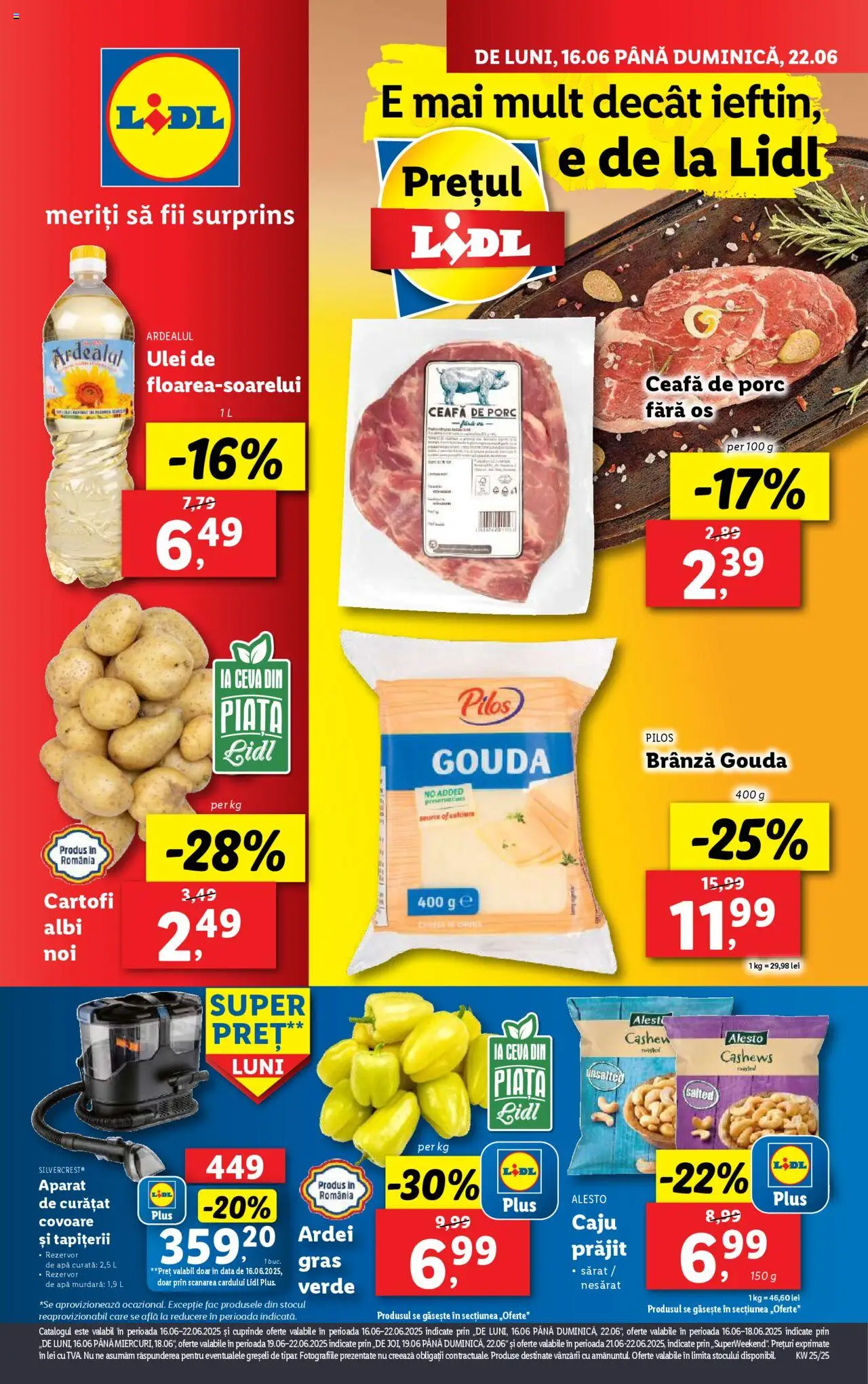 Catalog LIDL 16 - 21 Iunie 2025 | Pagina 1 | Produse: Brânză, Cartofi, Apă, Gouda