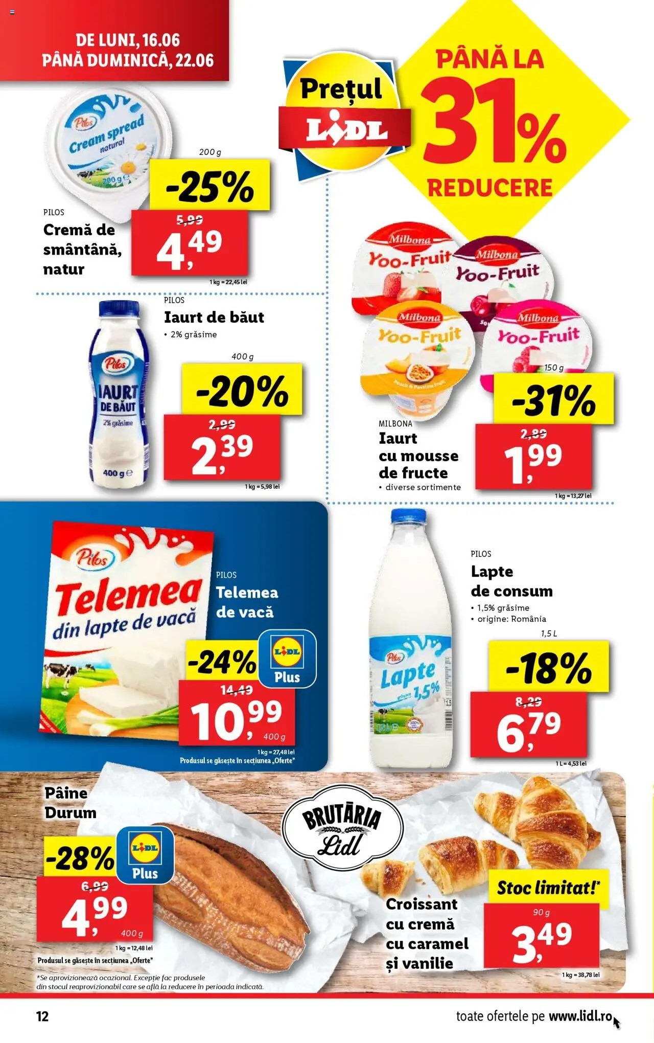 Catalog LIDL 16 - 21 Iunie 2025 | Pagina 12 | Produse: Toplar, Iaurt, Cremă, Pâine