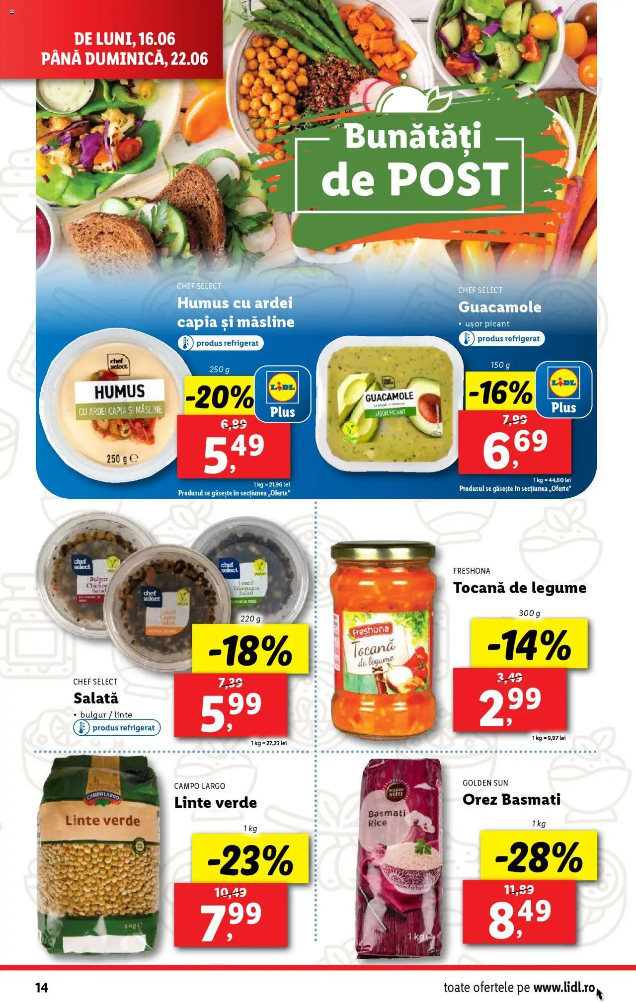Catalog LIDL 16 - 21 Iunie 2025 | Pagina 14 | Produse: Orez, Salată, Humus, Legume