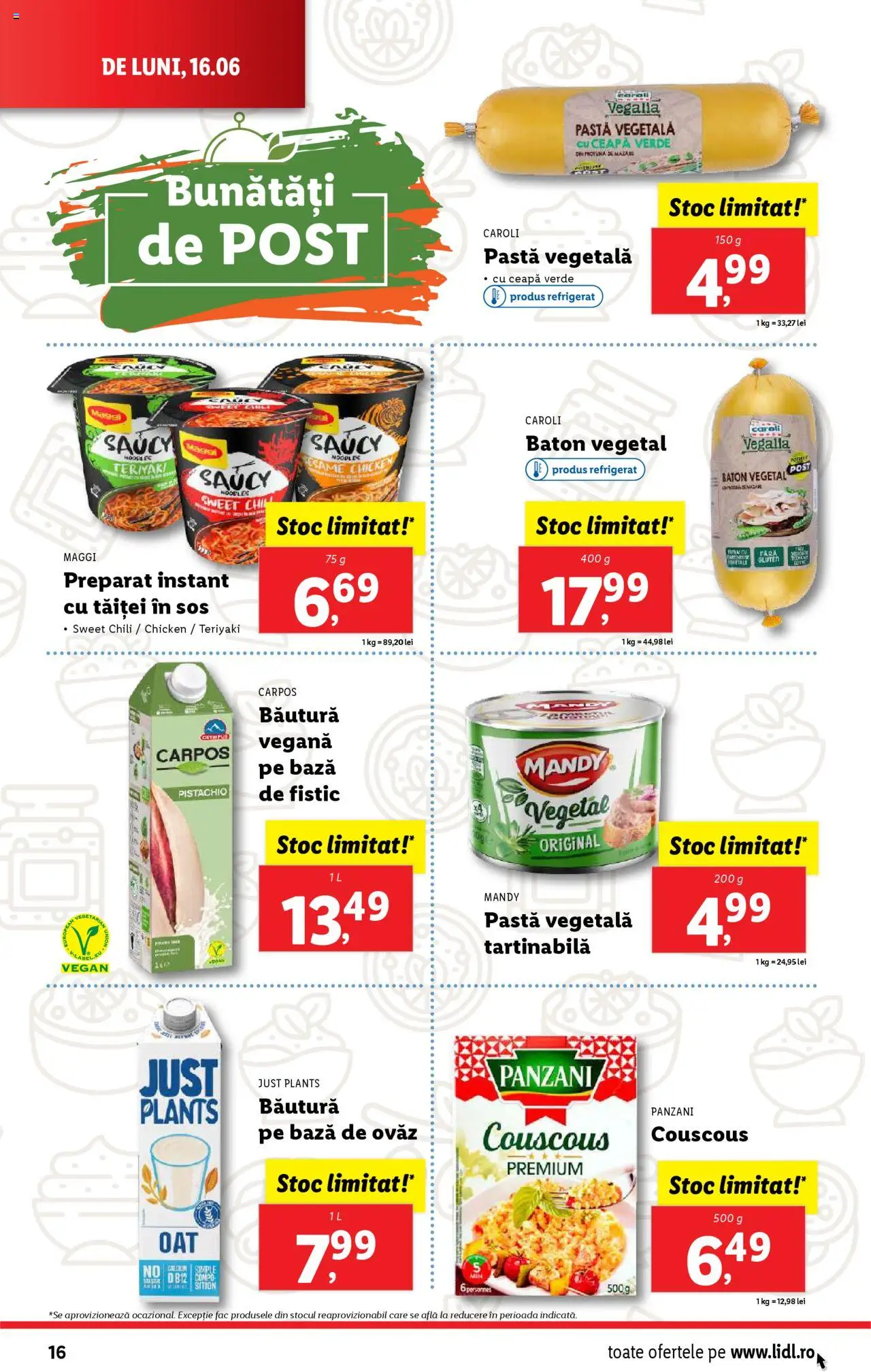 Catalog LIDL 16 - 21 Iunie 2025 | Pagina 16 | Produse: Fistic, Noodles, Ceapă, Sos