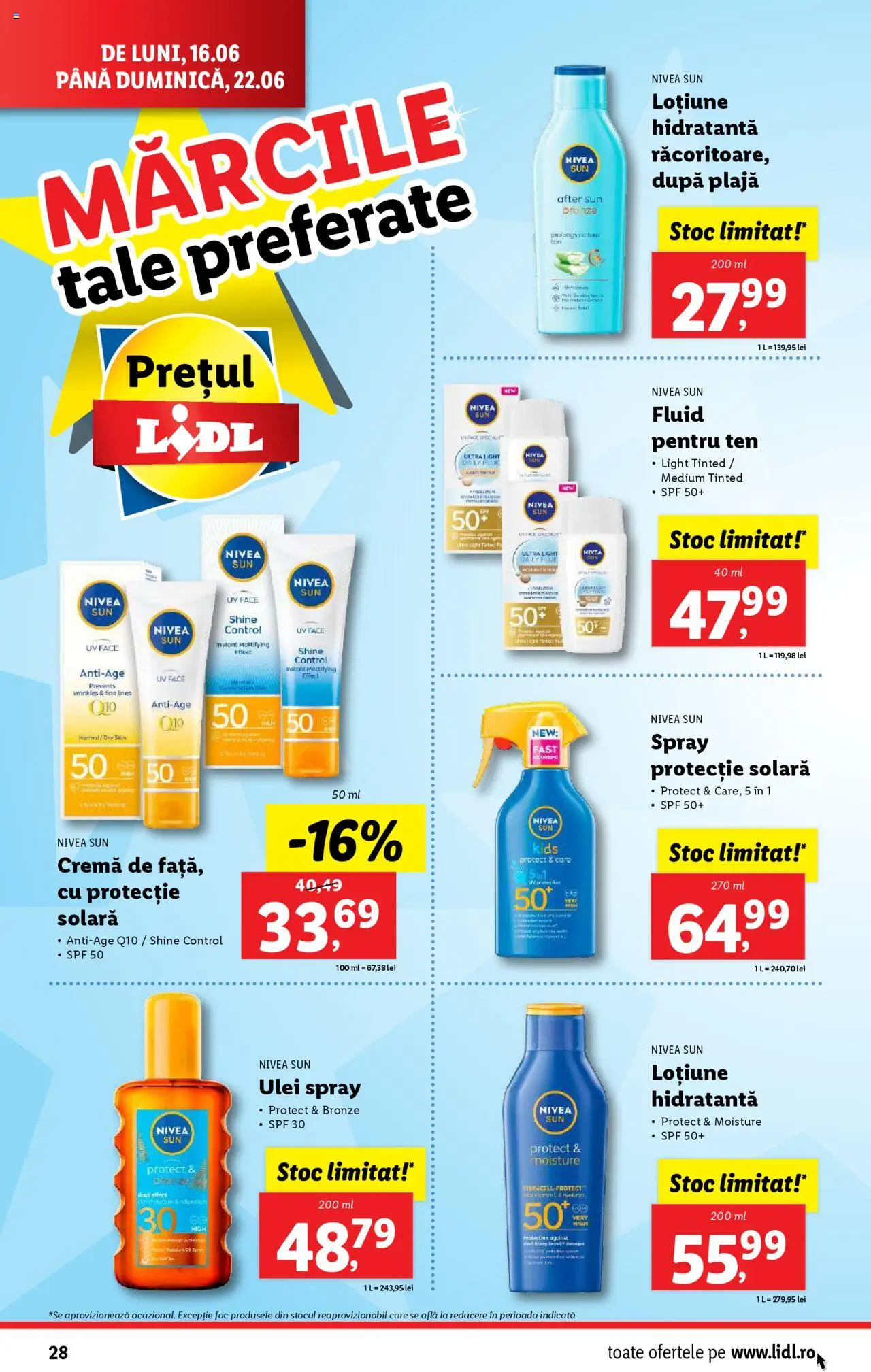 Catalog LIDL 16 - 21 Iunie 2025 | Pagina 28 | Produse: Cremă, Ulei, Protecție solară