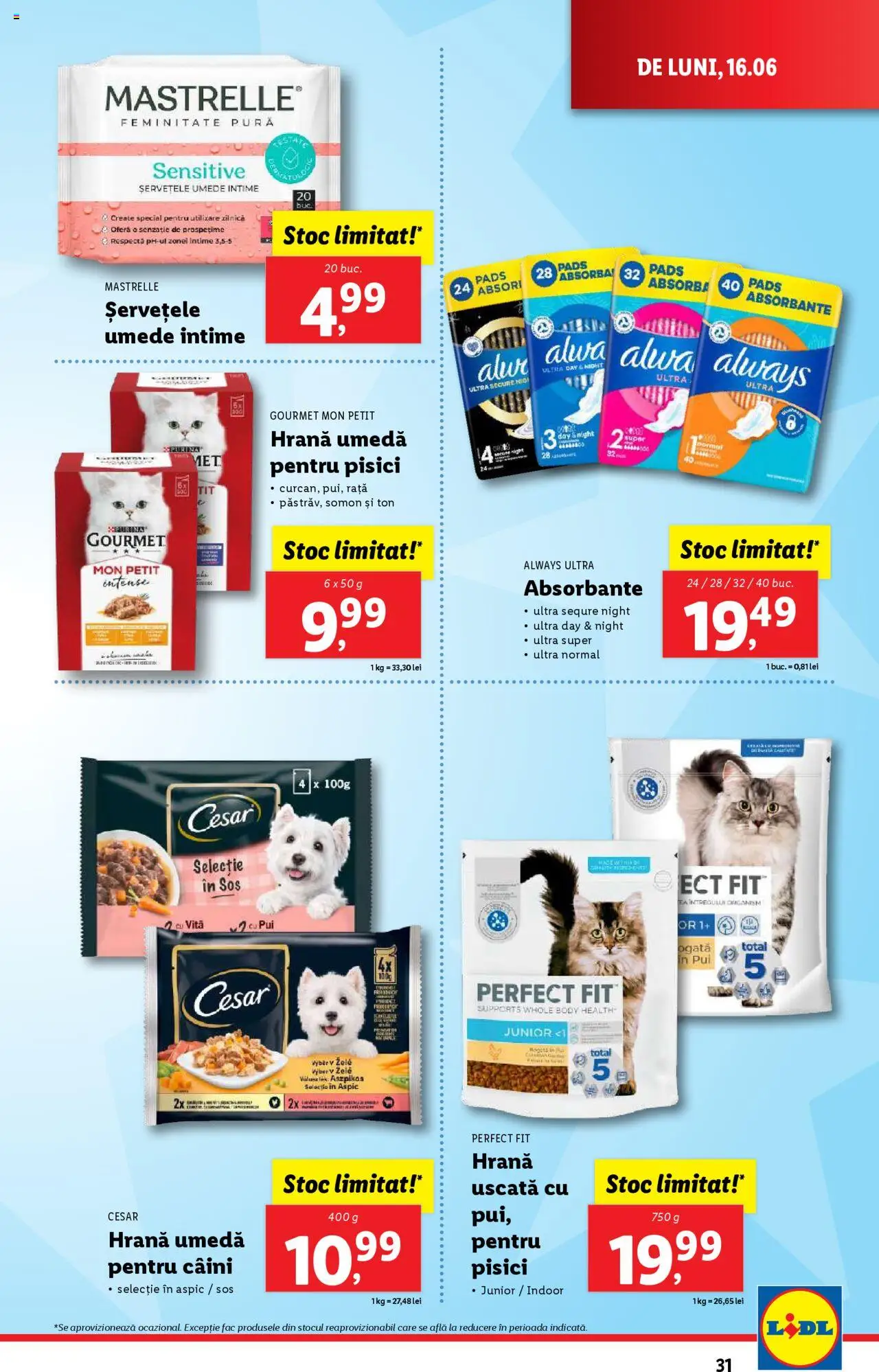 Catalog LIDL 16 - 21 Iunie 2025 | Pagina 31 | Produse: Hacıyatmaz Kedi Oyuncağı, Rață, Șervețele umede, Sos