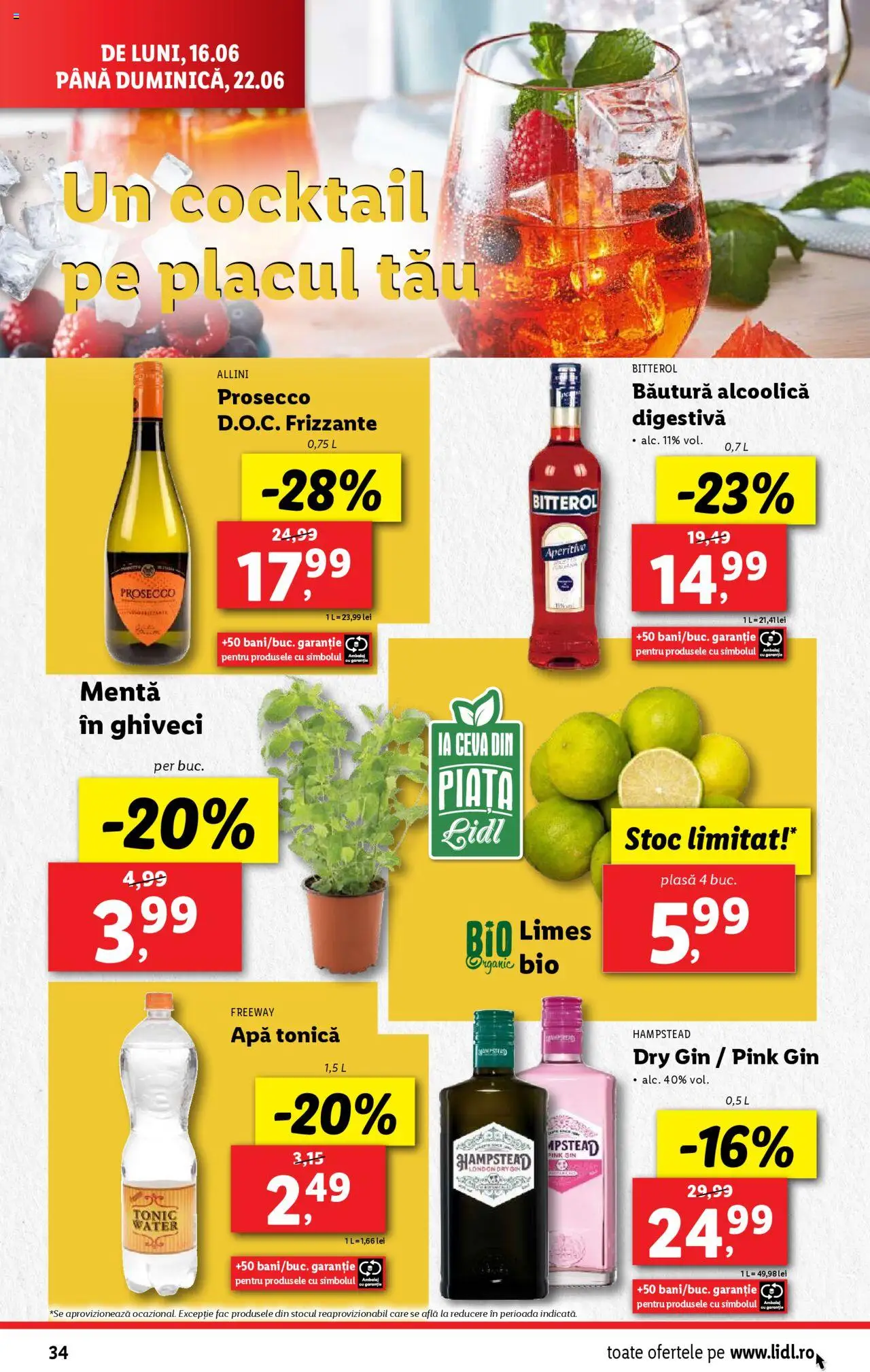 Catalog LIDL 16 - 21 Iunie 2025 | Pagina 34 | Produse: Şerit ödül, Prosecco, Gin, Apă