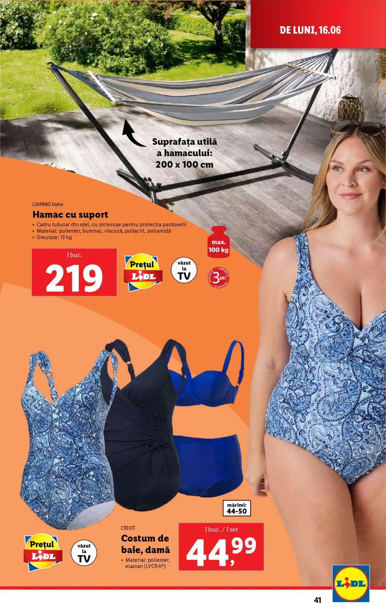 Catalog LIDL 16 - 21 Iunie 2025 | Pagina 41 | Produse: Hamac, Costum