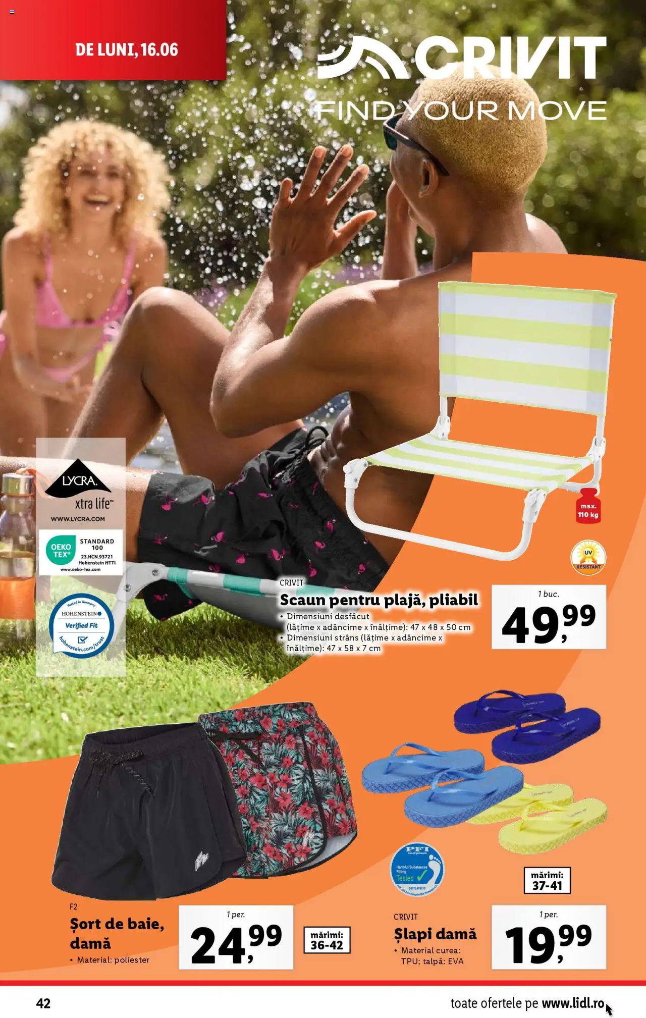 Catalog LIDL 16 - 21 Iunie 2025 | Pagina 42 | Produse: Curea, Șort, Scaun, Șlapi