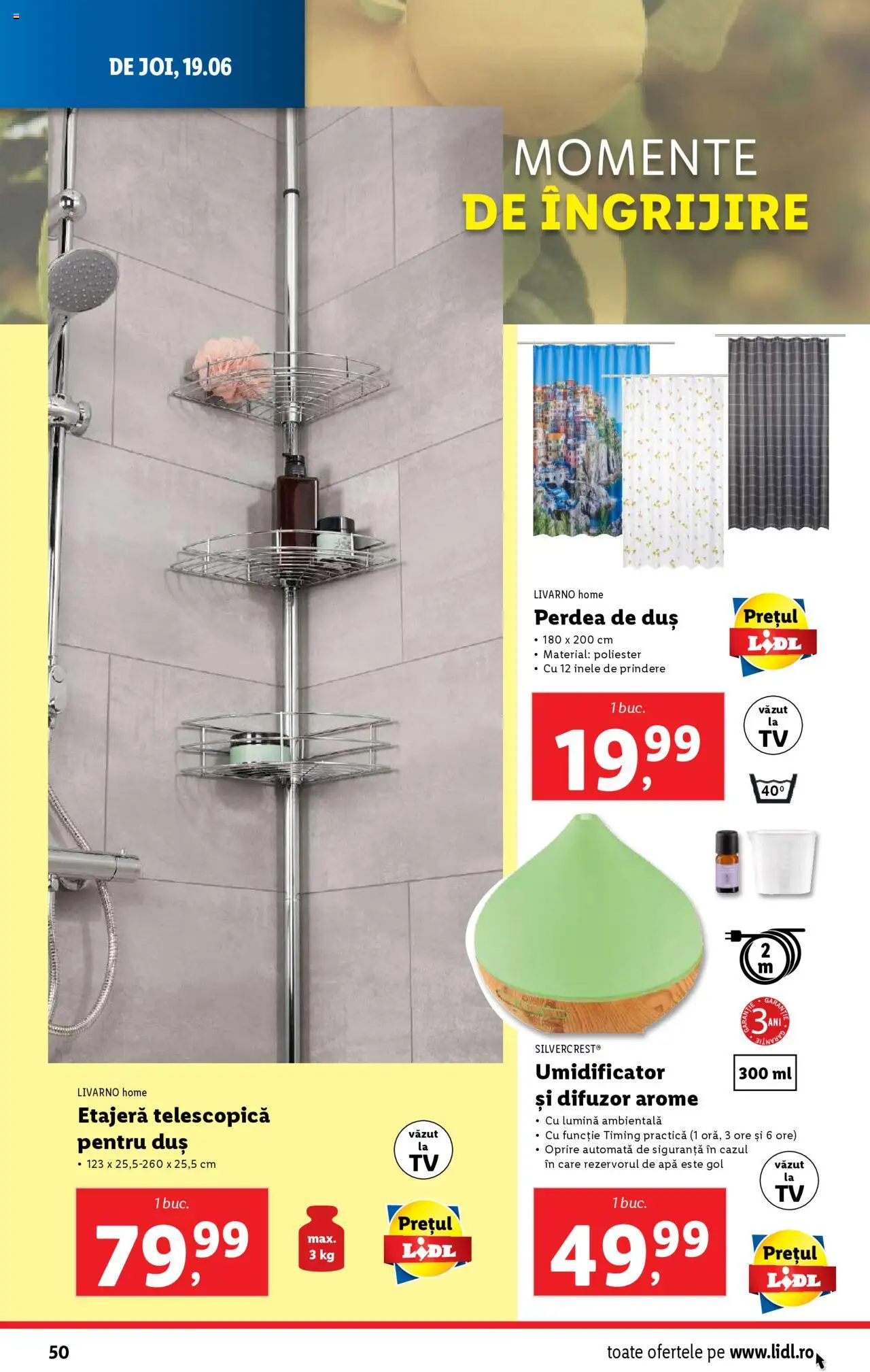 Catalog LIDL 16 - 21 Iunie 2025 | Pagina 50 | Produse: Tavuk suyu, Difuzor, Perdea, Apă