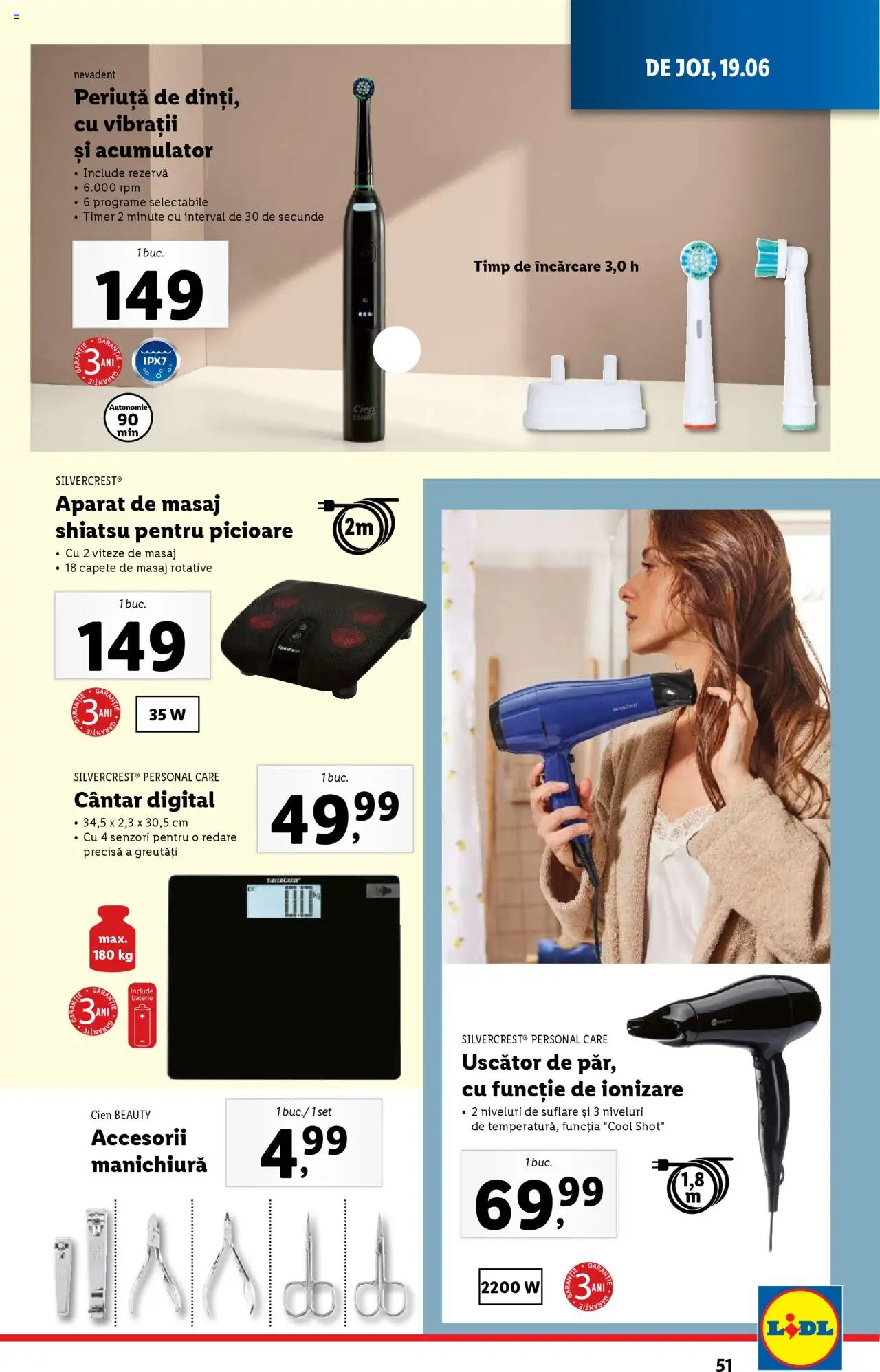 Catalog LIDL 16 - 21 Iunie 2025 | Pagina 51 | Produse: Uscător, Cântar, Baterie