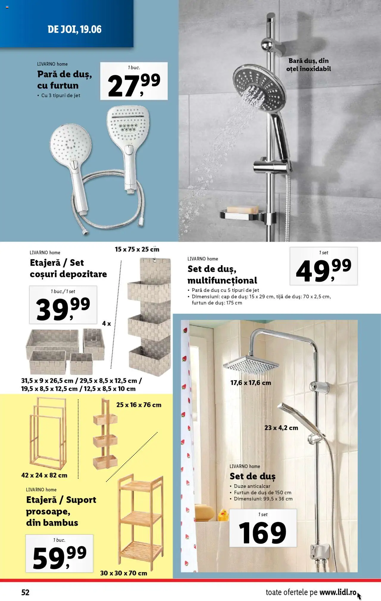 Catalog LIDL 16 - 21 Iunie 2025 | Pagina 52 | Produse: Pară, Coșuri depozitare, Duș, Etajeră