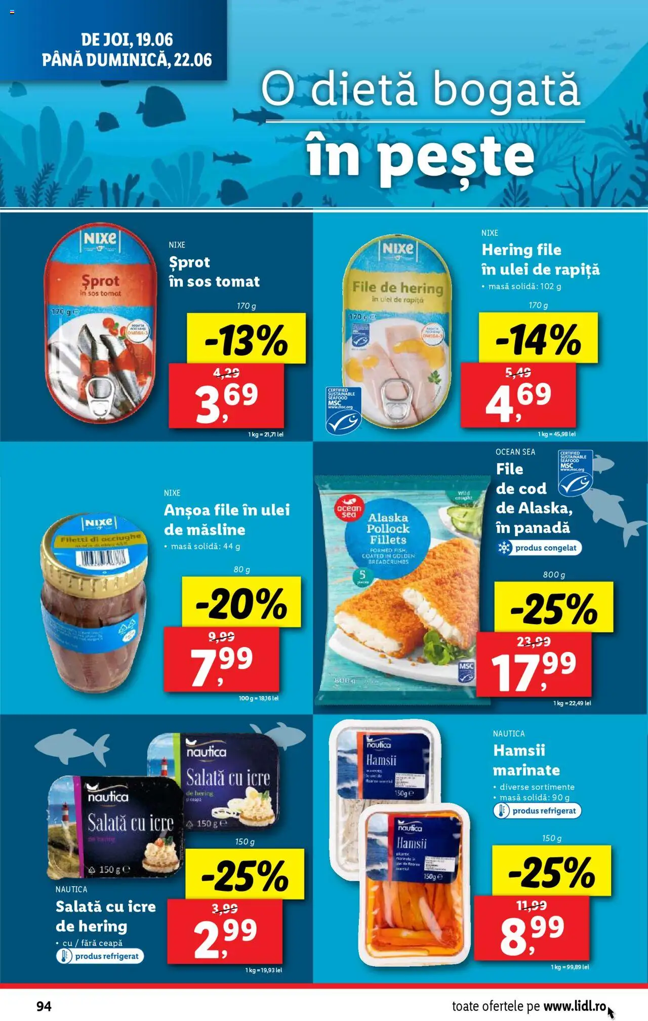 Catalog LIDL 16 - 21 Iunie 2025 | Pagina 94 | Produse: Măsline, Pește, Salată, Ceapă