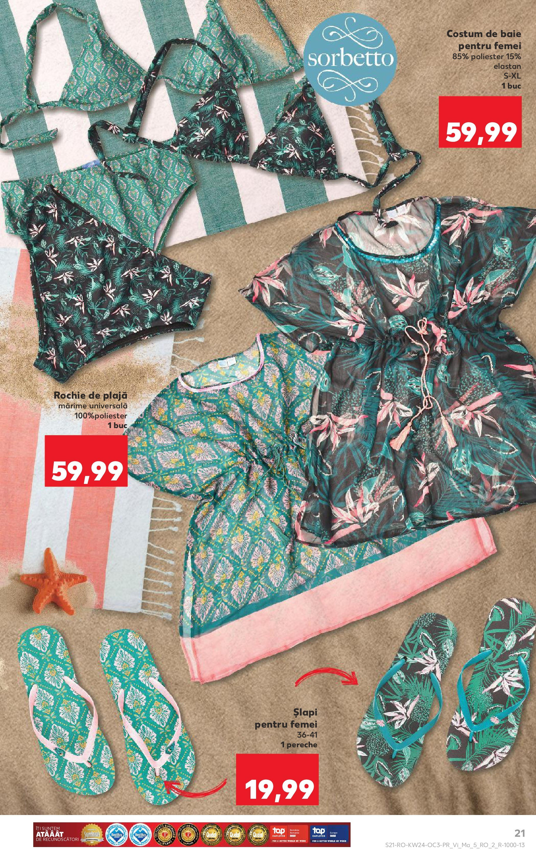 Catalog Kaufland 13 - 16 Iunie 2025 | Pagina 21 | Produse: Rochie, Costum de baie, Costum, Șlapi