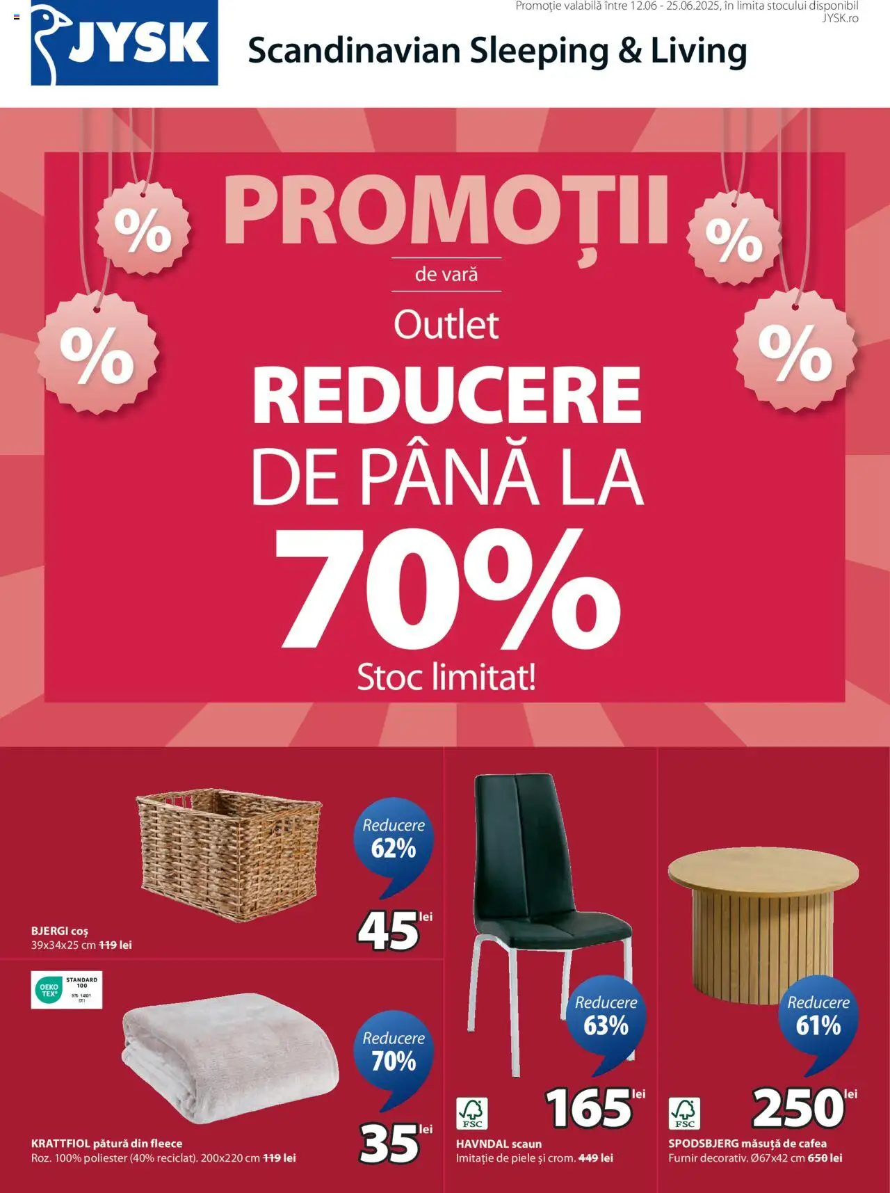 Catalog JYSK 12 - 24 Iunie 2025 | Pagina 1 | Produse: Pătură, Coș, Scaun, Cafea