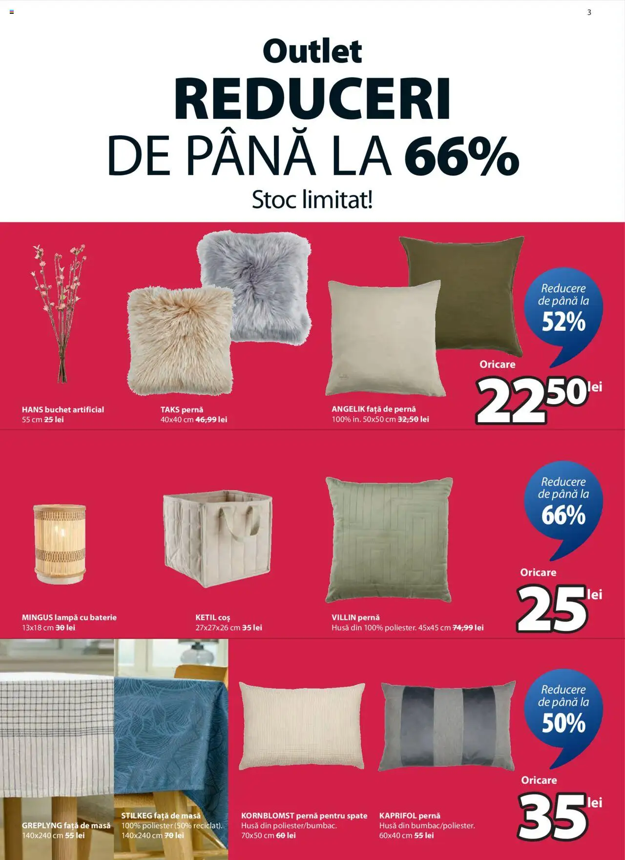 Catalog JYSK 12 - 24 Iunie 2025 | Pagina 3 | Produse: Față de masă, Coș, Baterie, Față de pernă