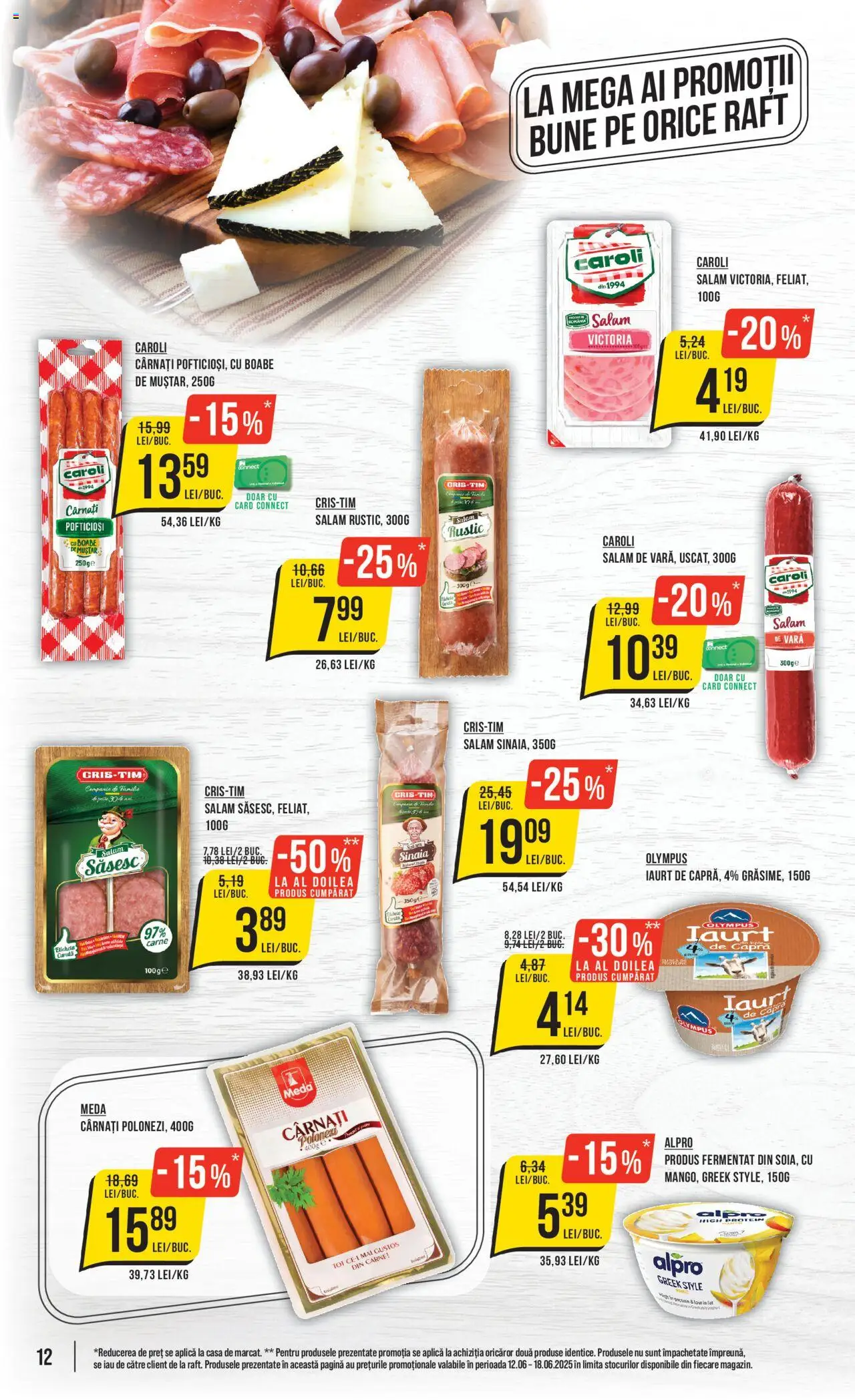 Catalog Mega Image 12 - 17 Iunie 2025 | Pagina 12 | Produse: Delgeç, Raft, Iaurt, Salam