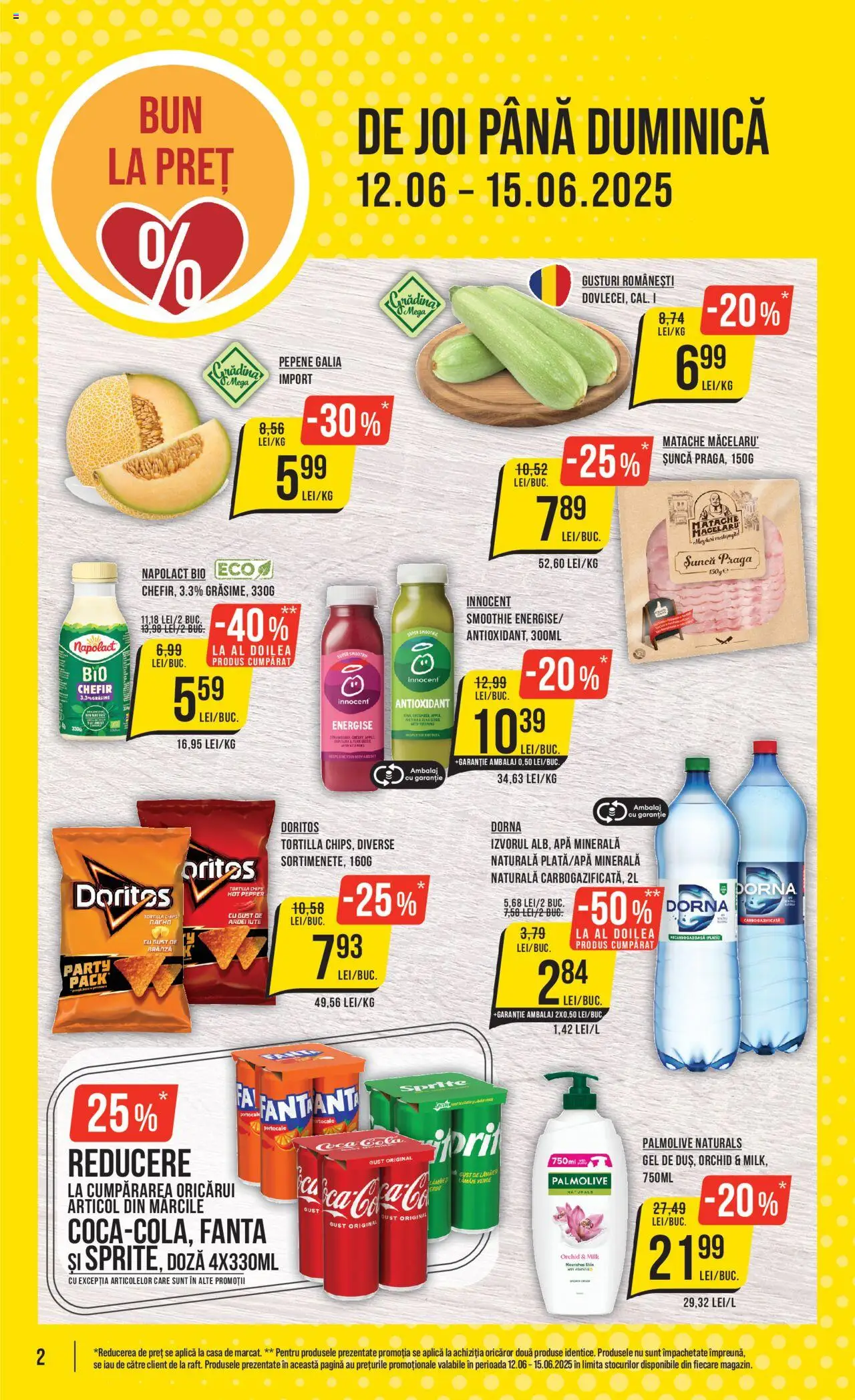 Catalog Mega Image 12 - 17 Iunie 2025 | Pagina 2 | Produse: Şerit ödül, Yazı tahtası kalemi, Șuncă, Portocale