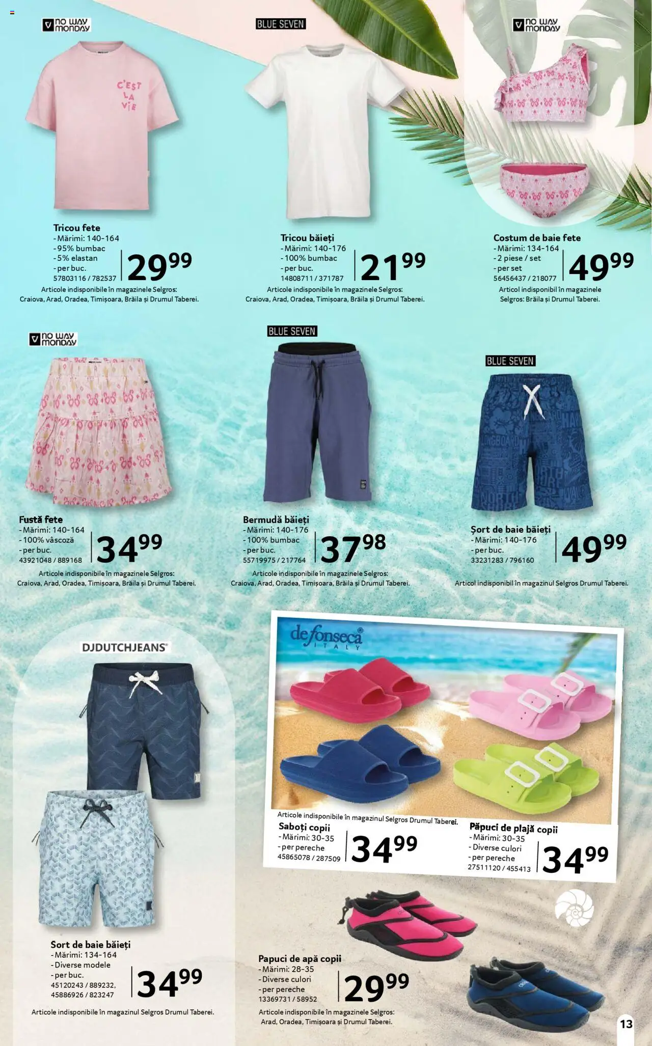 Catalog Selgros 13 Iunie - 9 Iulie 2025 | Pagina 13 | Produse: Șort, Tricou, Costum de baie, Papuci