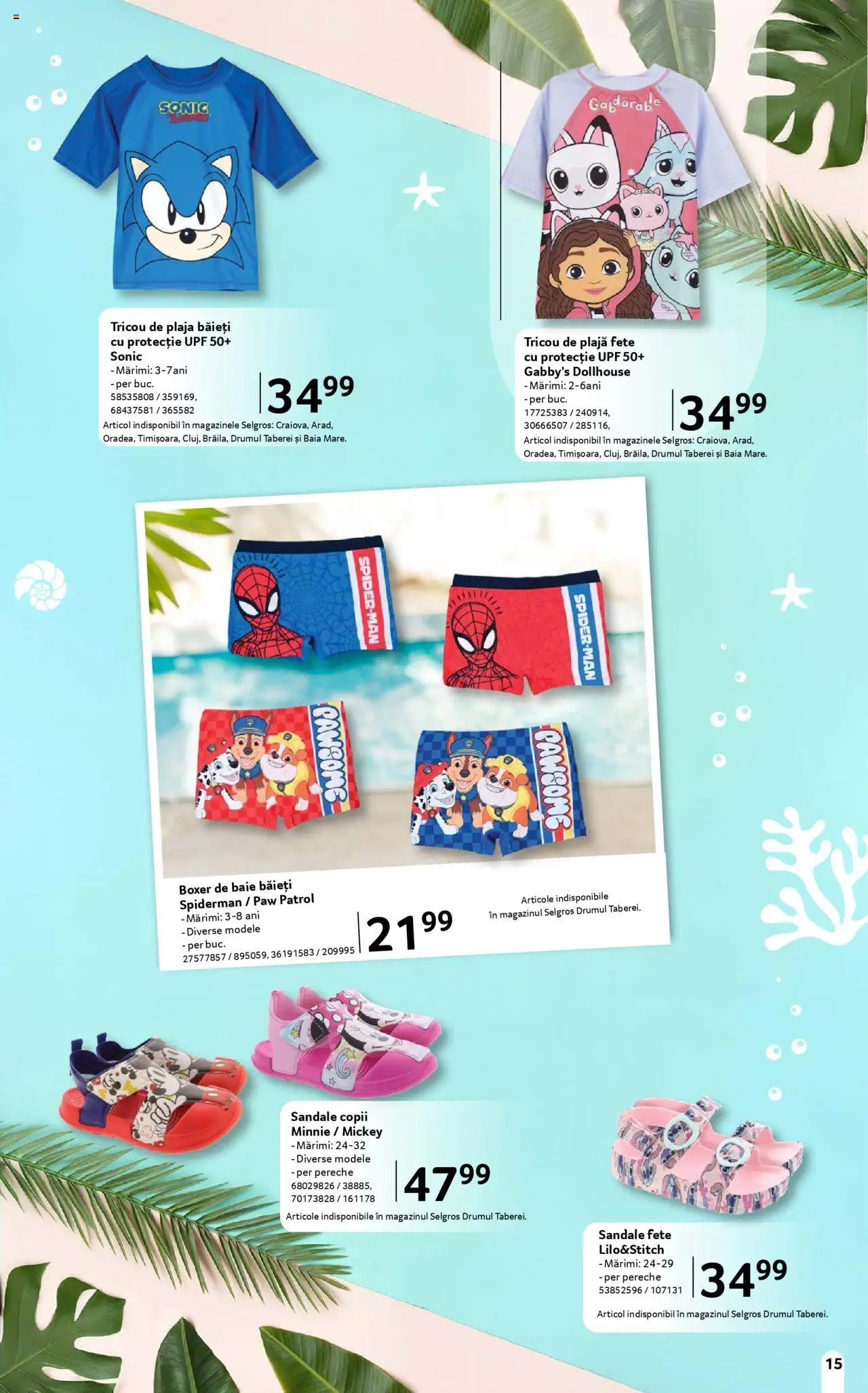 Catalog Selgros 13 Iunie - 9 Iulie 2025 | Pagina 15 | Produse: Tricou, Sandale