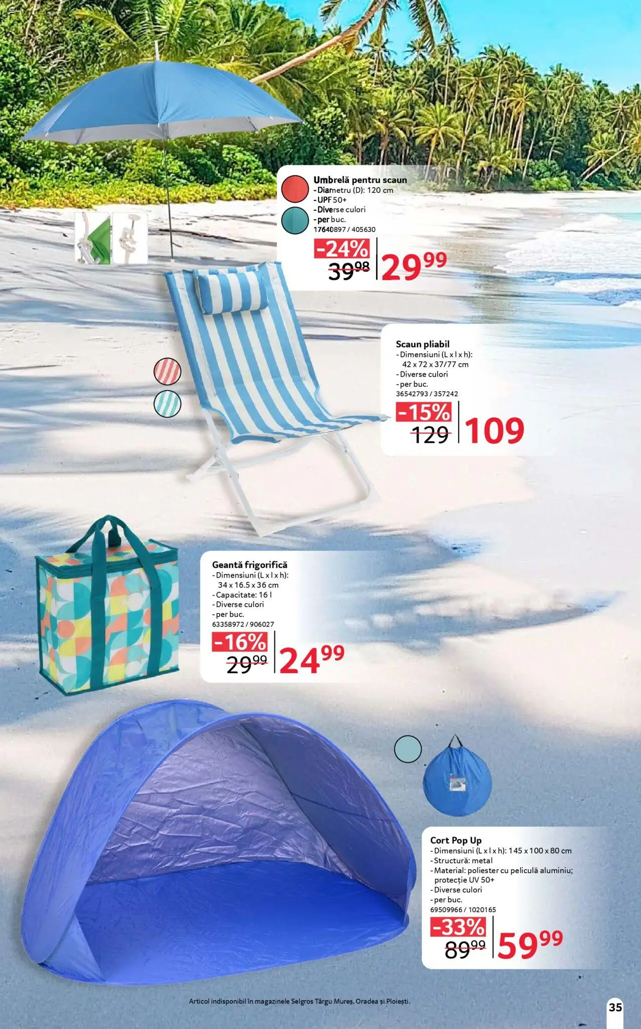 Catalog Selgros 13 Iunie - 9 Iulie 2025 | Pagina 35 | Produse: Umbrelă, Geantă, Cort, Scaun