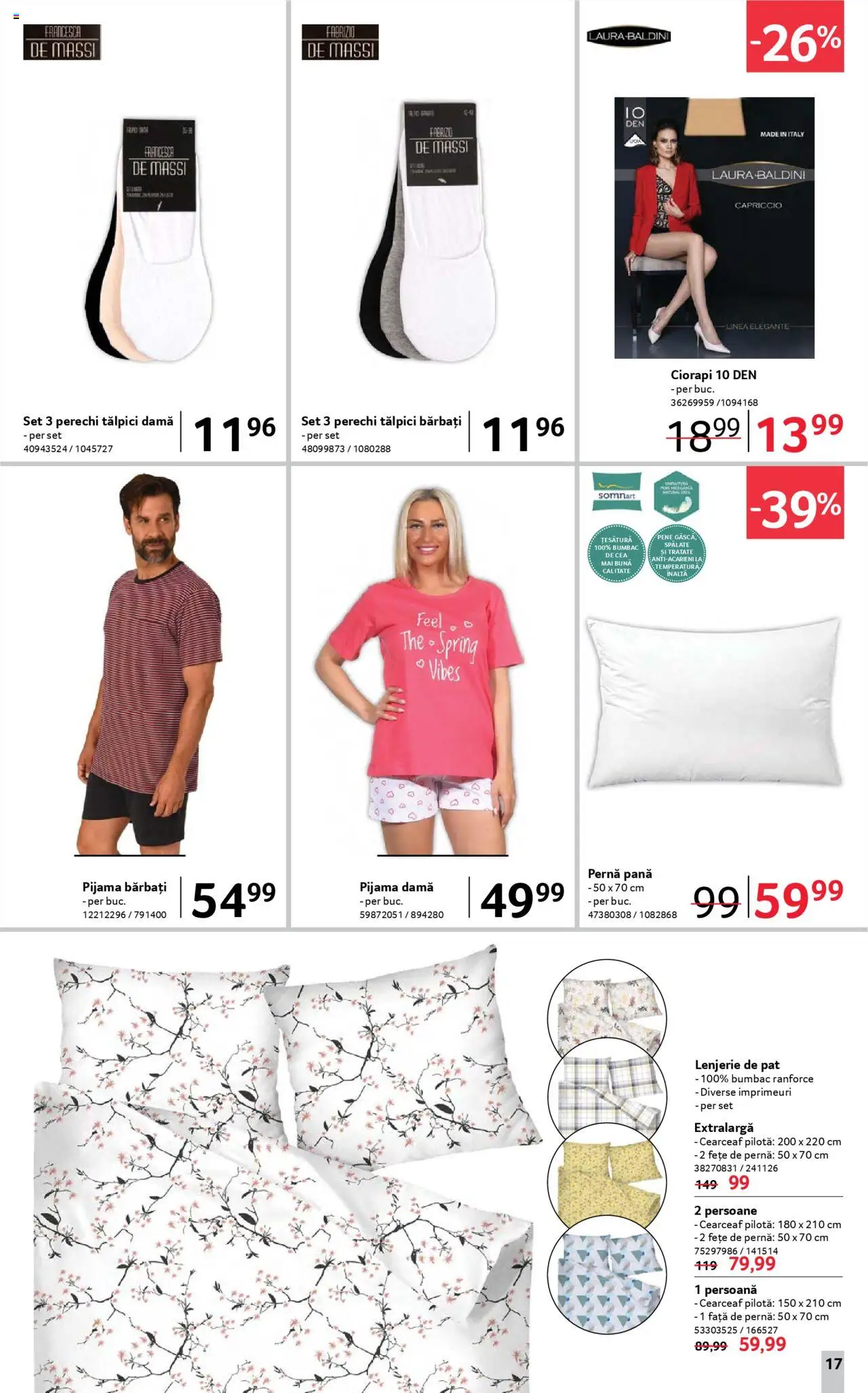 Catalog Selgros 13 - 25 Iunie 2025 | Pagina 17 | Produse: Tălpici, Lenjerie de pat, Pernă, Față de pernă