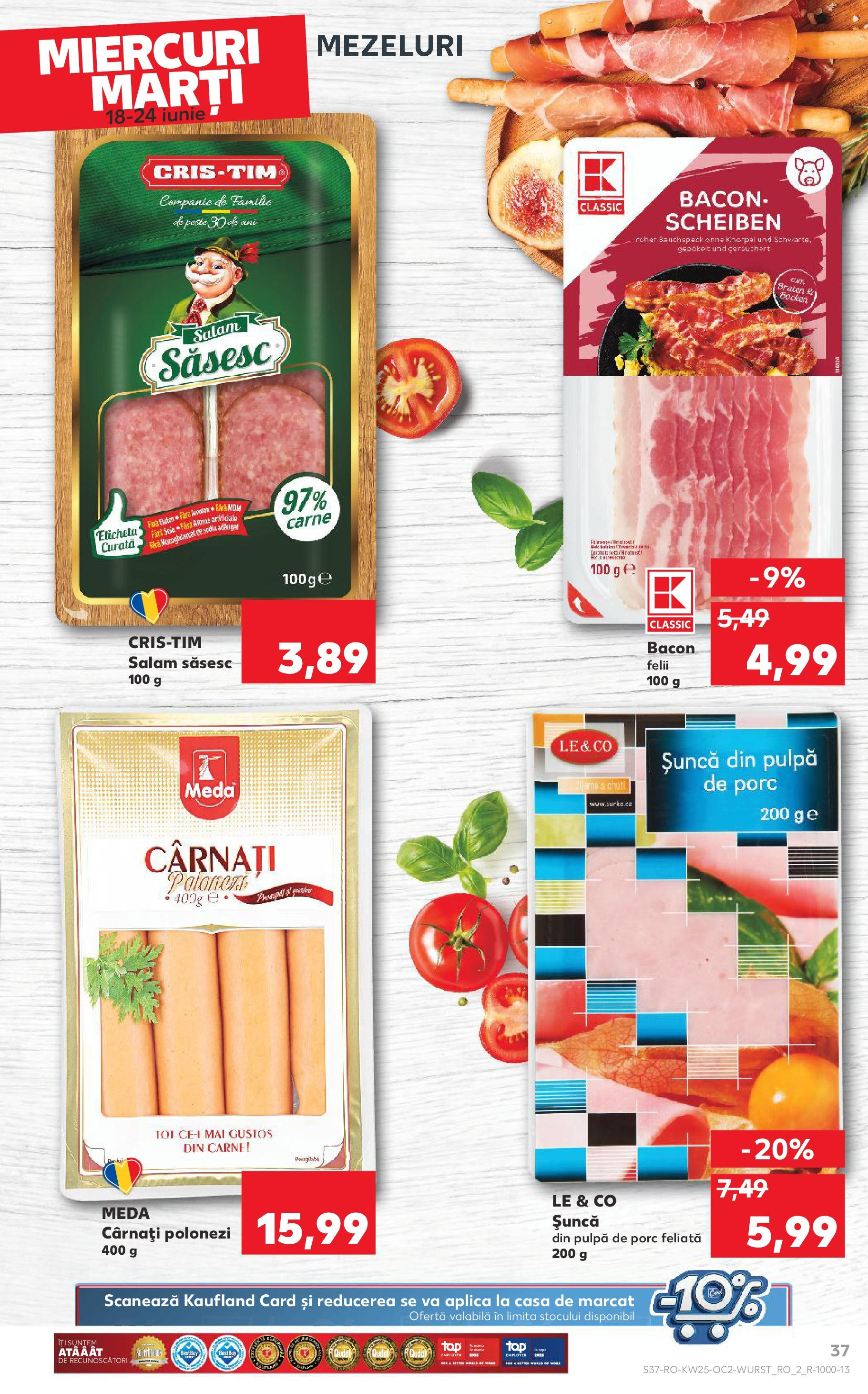 Catalog Kaufland 18 - 23 Iunie 2025 | Pagina 37 | Produse: Bacon, Salam, Pește, Cârnați
