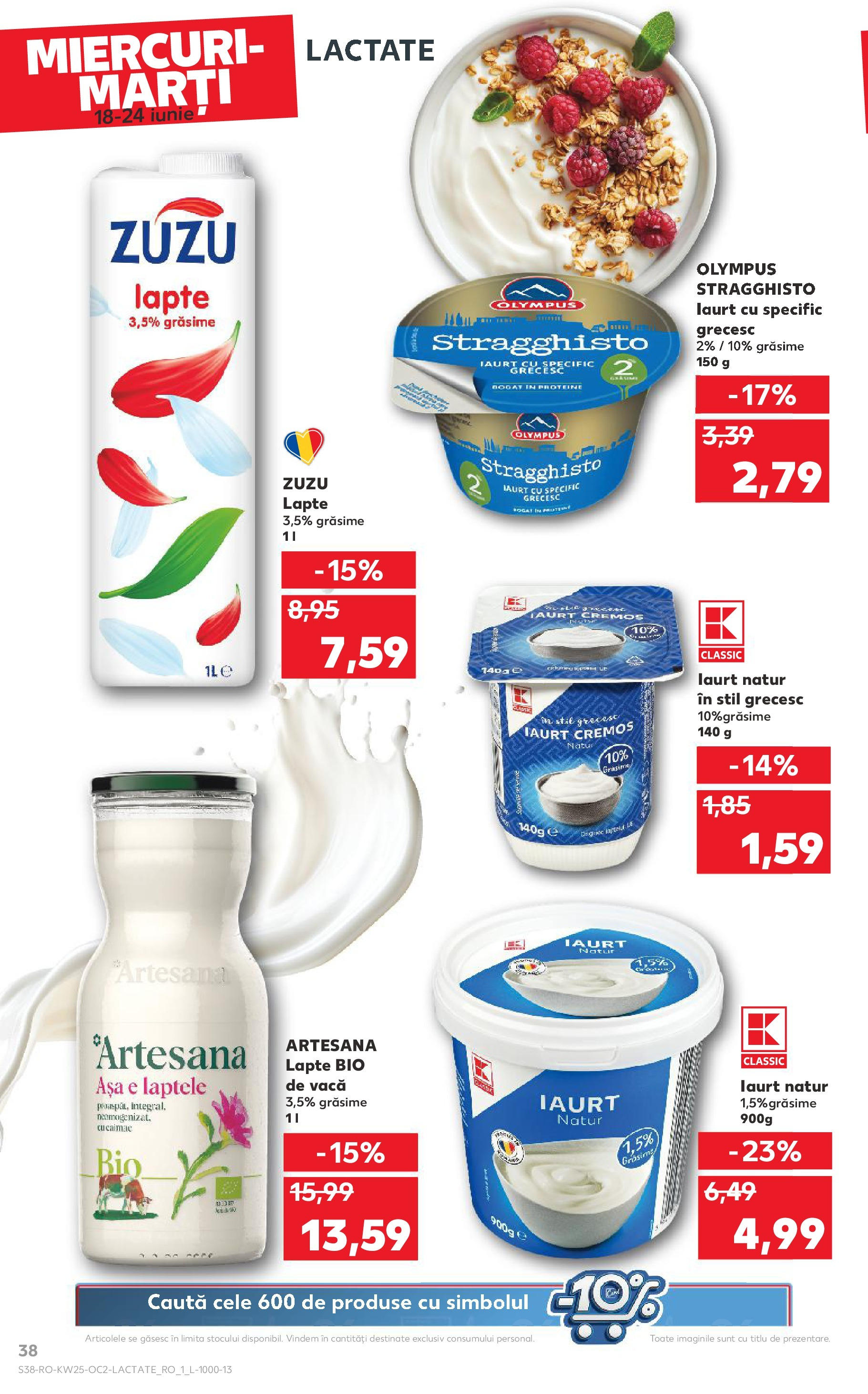 Catalog Kaufland 18 - 23 Iunie 2025 | Pagina 38 | Produse: Şerit ödül, Masaüstü kılıfı, Lapte, Iaurt