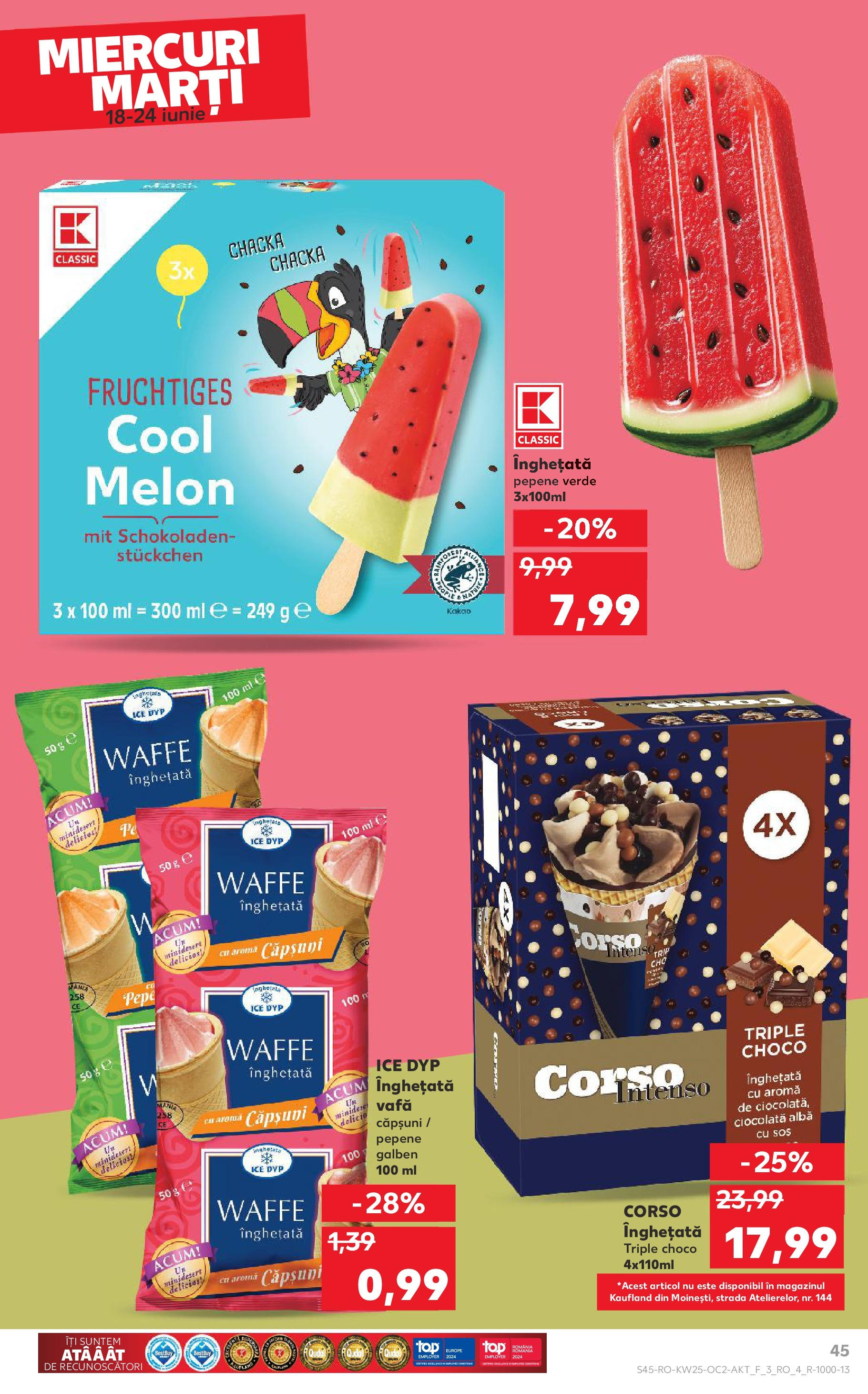 Catalog Kaufland 18 - 23 Iunie 2025 | Pagina 45 | Produse: Ciocolată, Căpșuni, Înghețată, Sos