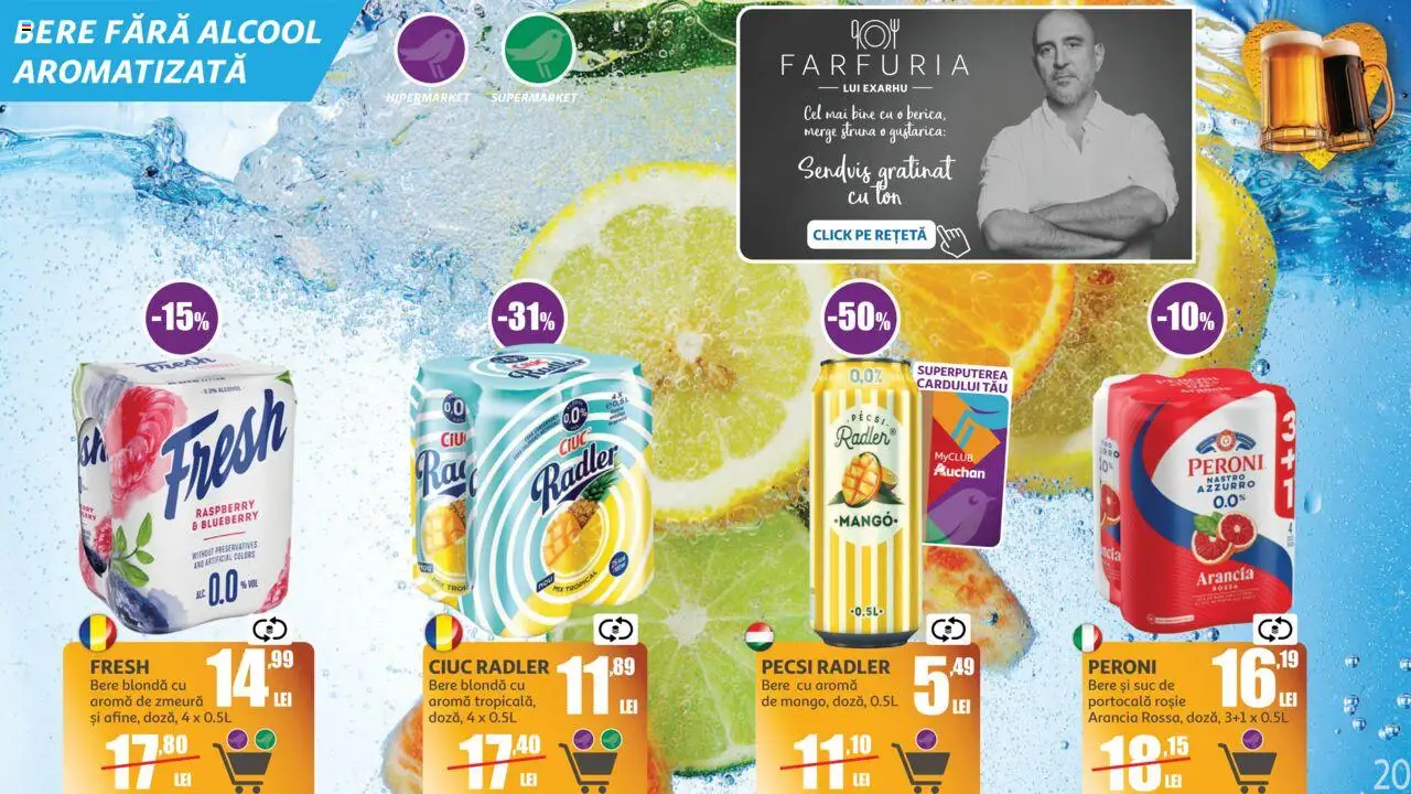 Catalog Auchan 11 Iunie - 14 Iulie 2025 | Pagina 20 | Produse: Zmeură, Suc, Bere, Mango