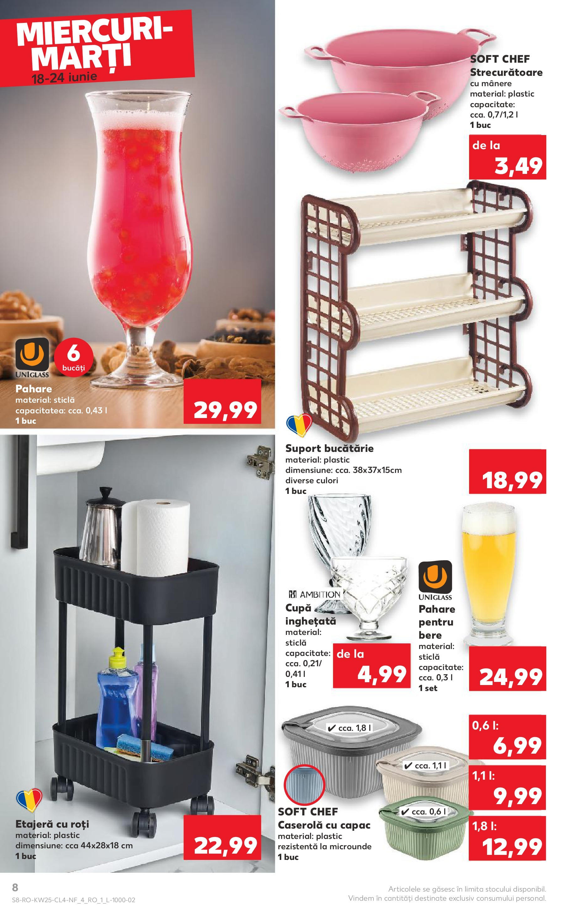Catalog Kaufland 18 - 23 Iunie 2025 | Pagina 8 | Produse: Bucătărie, Etajeră, Bere, Înghețată