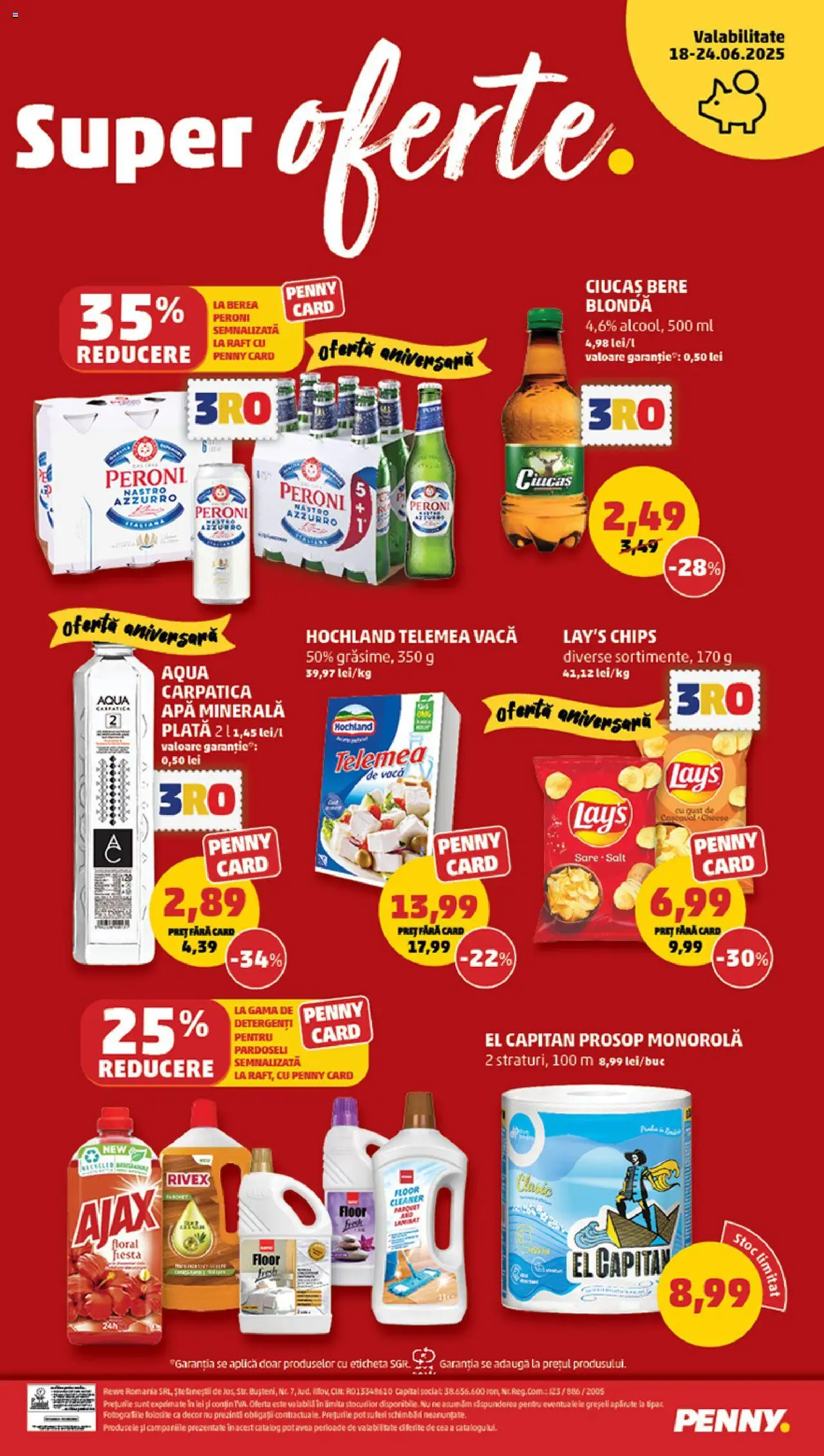 Catalog PENNY Market 18 - 23 Iunie 2025 | Pagina 24 | Produse: Prosop monorolă, Raft, Bere, Apă
