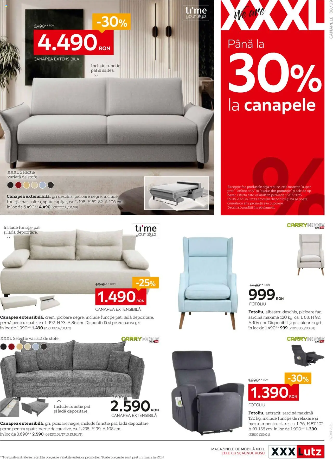 Catalog XXXLutz 16 - 28 Iunie 2025 | Pagina 9 | Produse: Delgeç, Pat, Fotoliu, Canapea