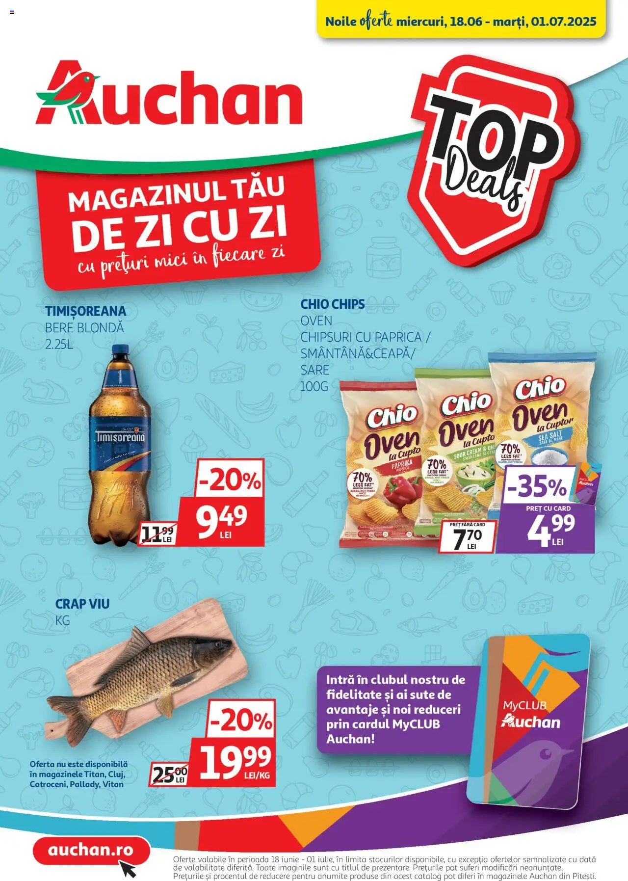 Catalog Auchan 18 - 30 Iunie 2025 | Pagina 1 | Produse: Cuptor, Bere, Smântână, Sare