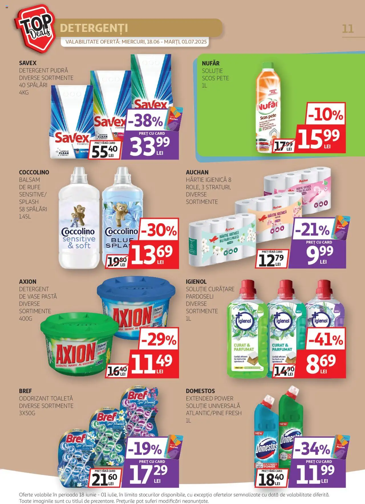 Catalog Auchan 18 - 30 Iunie 2025 | Pagina 11 | Produse: Pudră, Balsam, Odorizant toaletă, Apă