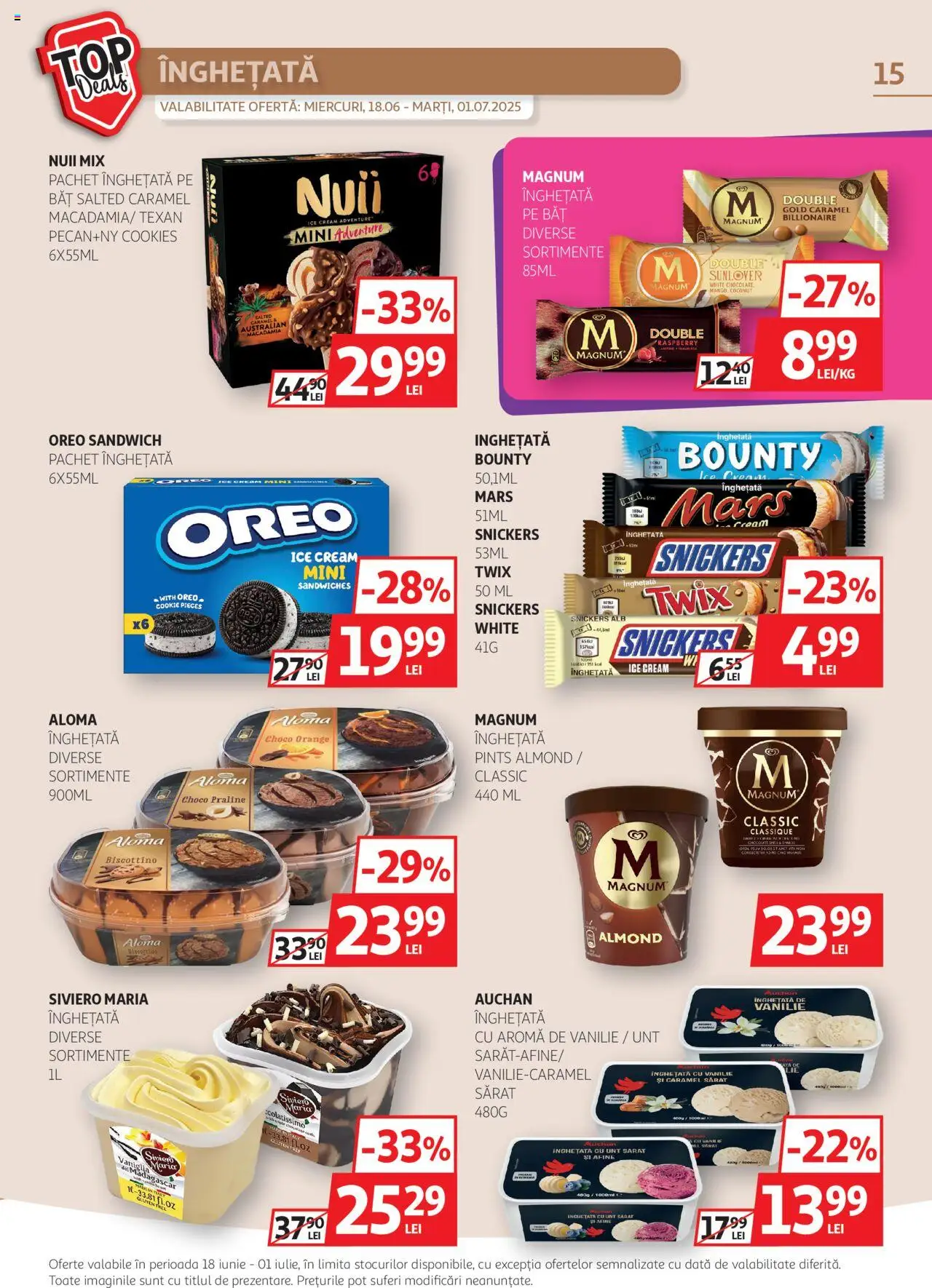 Catalog Auchan 18 - 30 Iunie 2025 | Pagina 15 | Produse: Afine, Praline, Unt, Înghețată